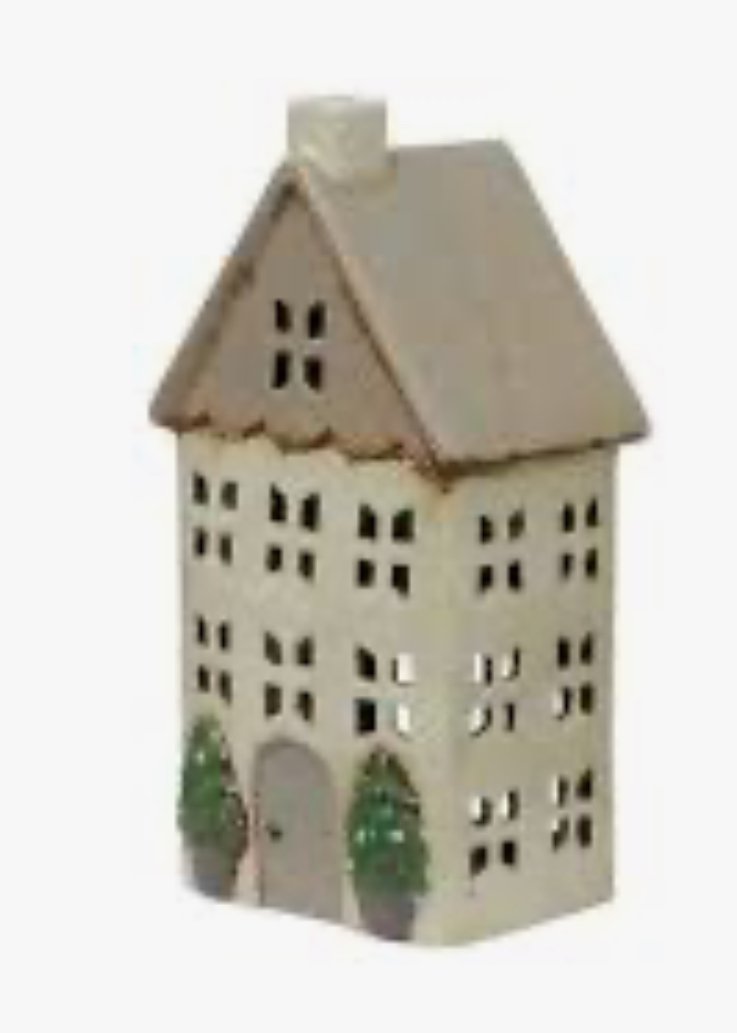Stone House w/Pots- YA0083 Ceramic Tea Light House