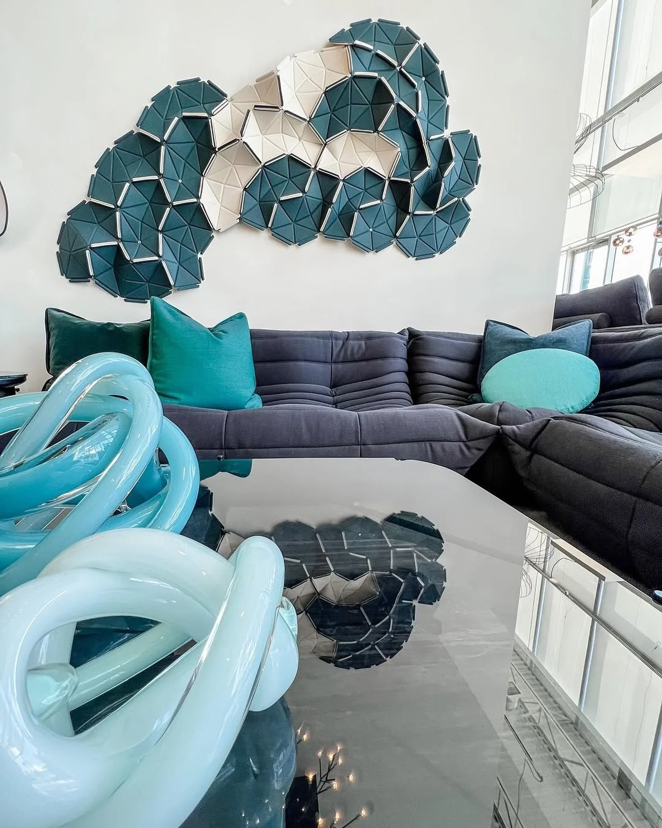 A wall that speaks in softness.​
Clouds by the Bouroullec brothers &mdash; modular, sculptural, and quietly transformative. Perfect beside the low, sculpted comfort of Togo.​

​
#LigneRosetIndia #Sofa #LivingRoom #WallDecor #D&eacute;cor  #LuxuryFurn