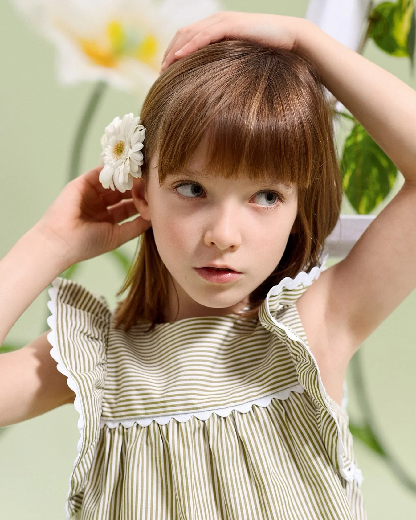 Blooming with striped charm.🌼✨​

In striped cotton poplin, this charming top pairs ruffled sleeves with delicate croquet trim and soft gathers for a light, summery silhouette&mdash;perfect with the matching skirt for sunny days.​

​Explore in stores