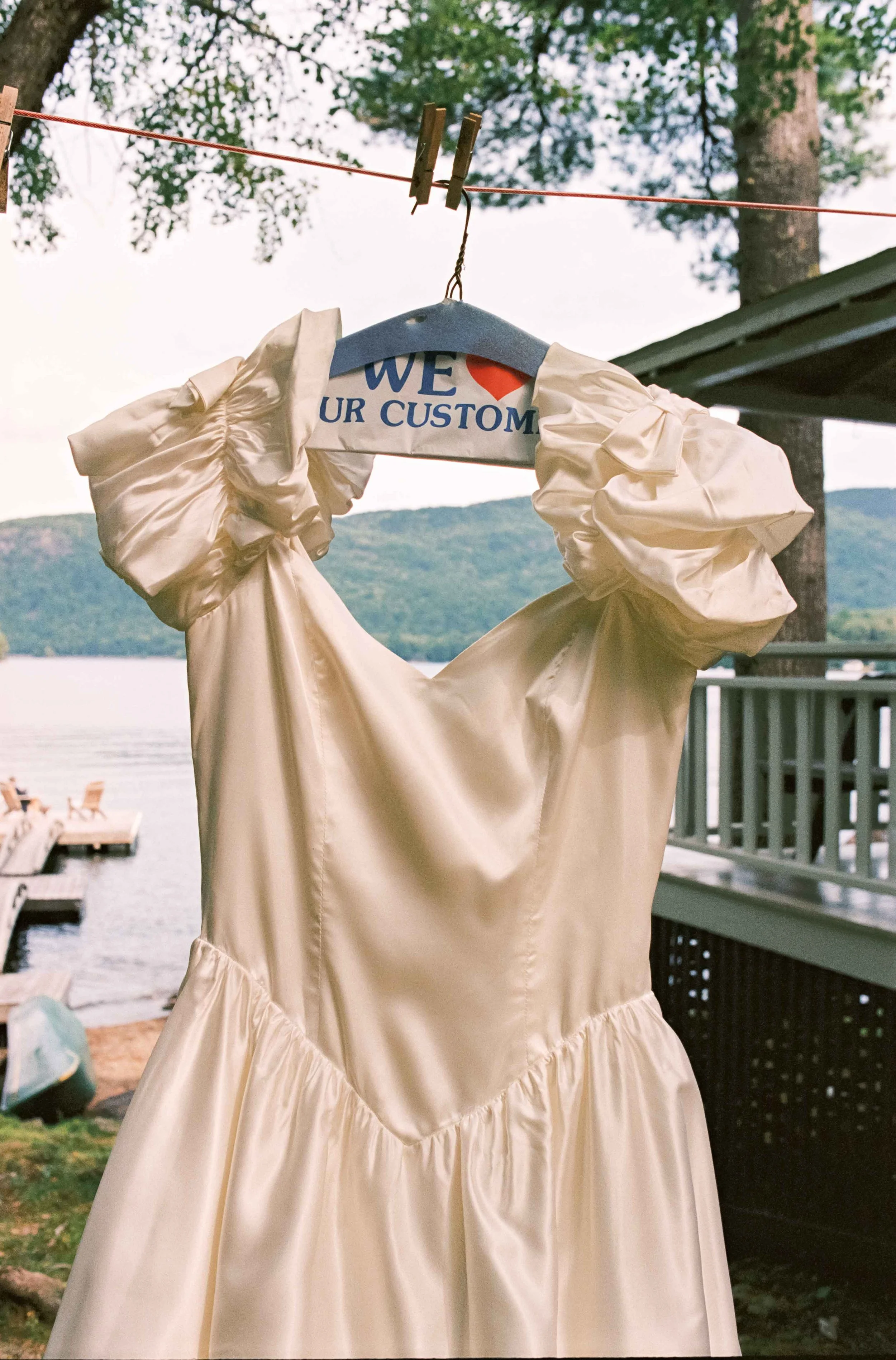 Wedding dress in Maine by the lakefront