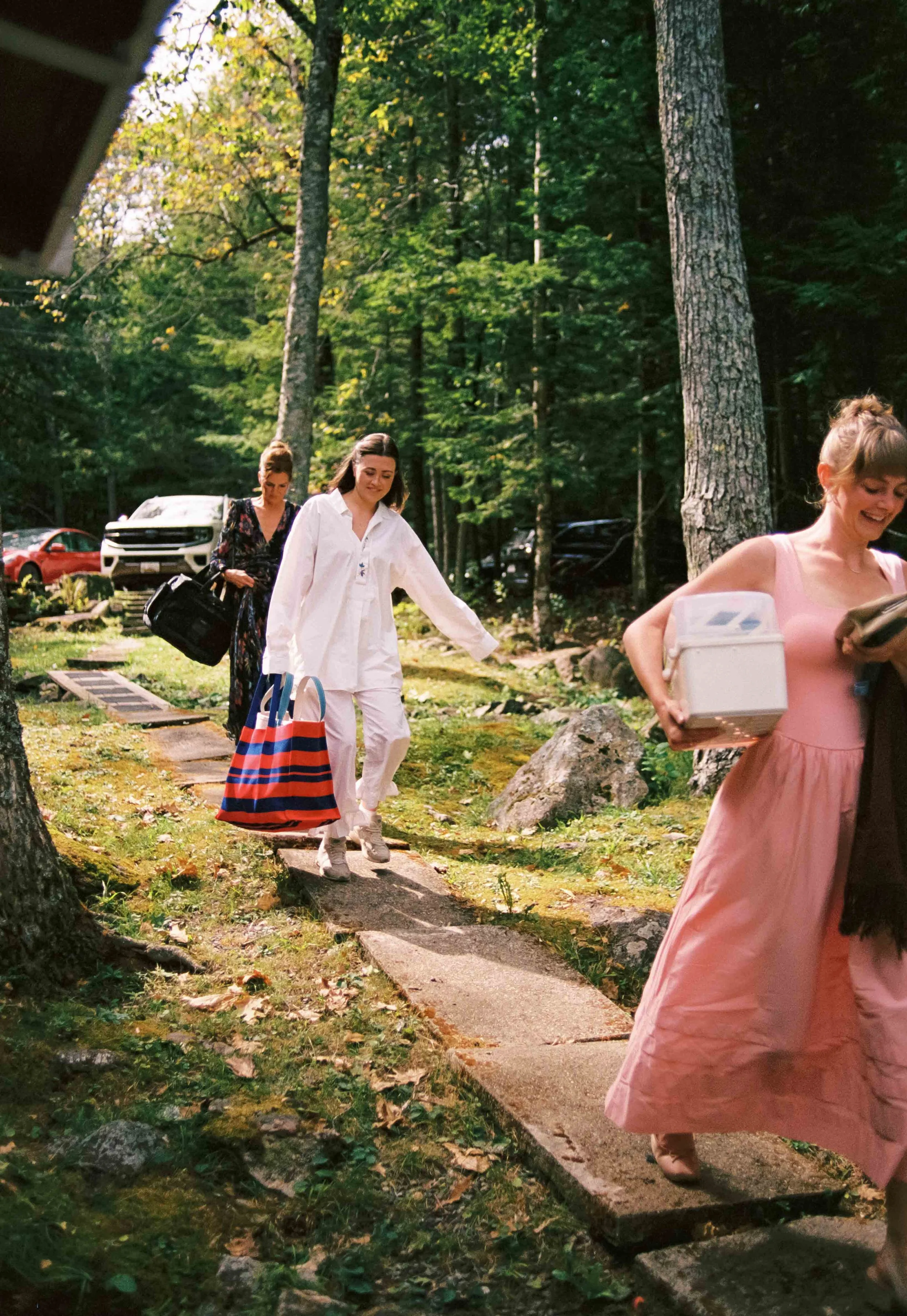 Bride walking to her cabin