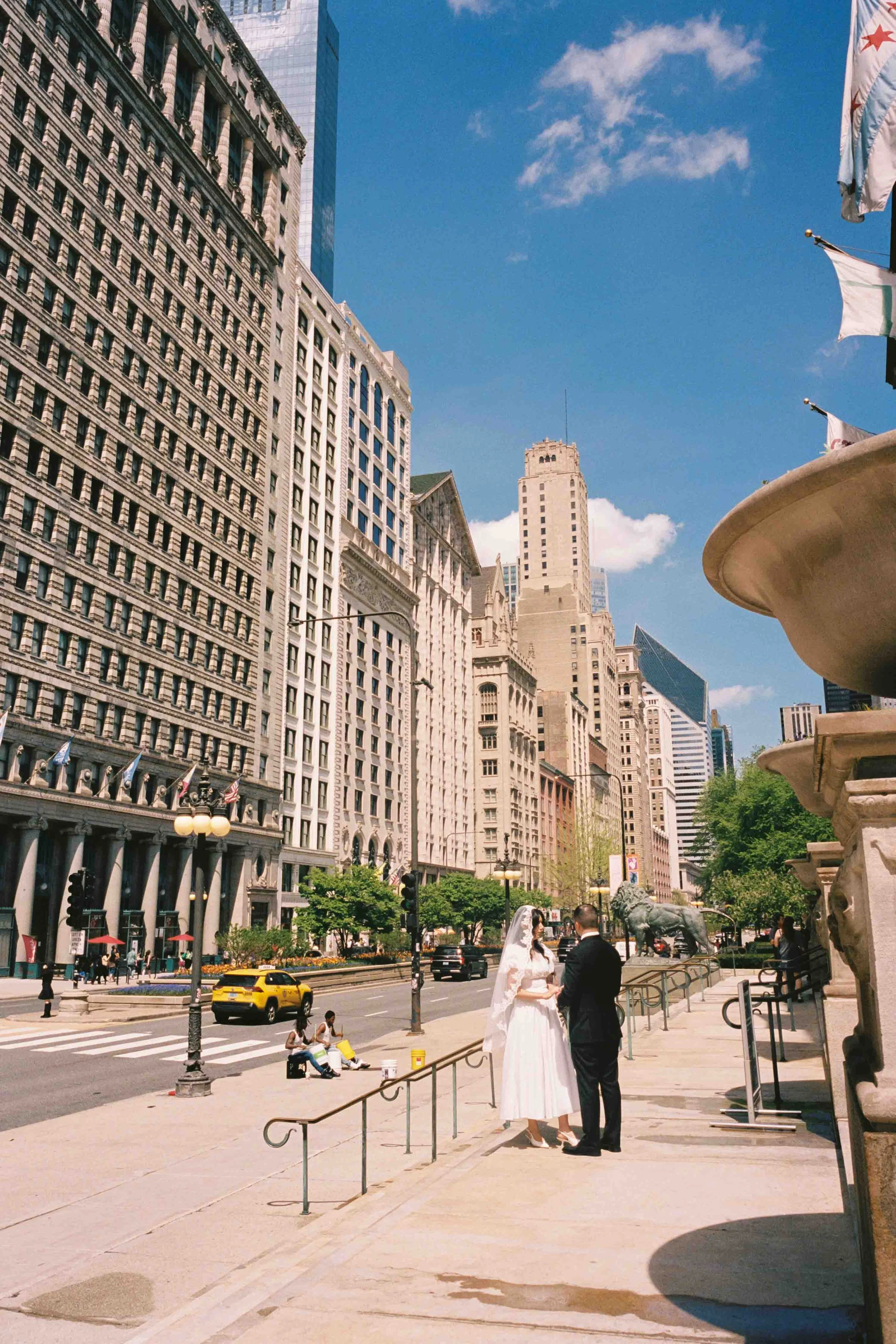 Chicago couple by the Chicago Art Institute