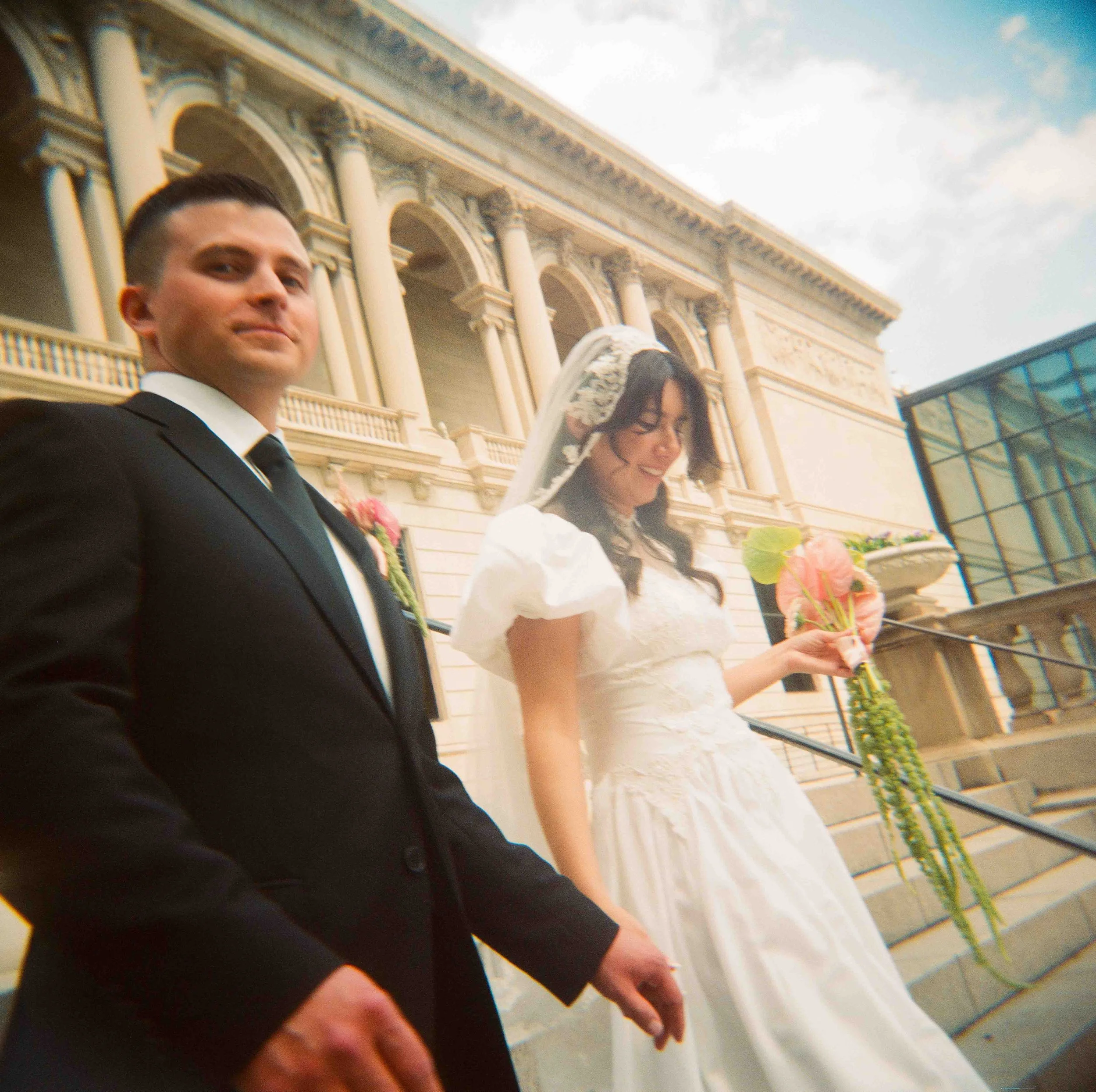 Candid moment of a Chicago wedding couple