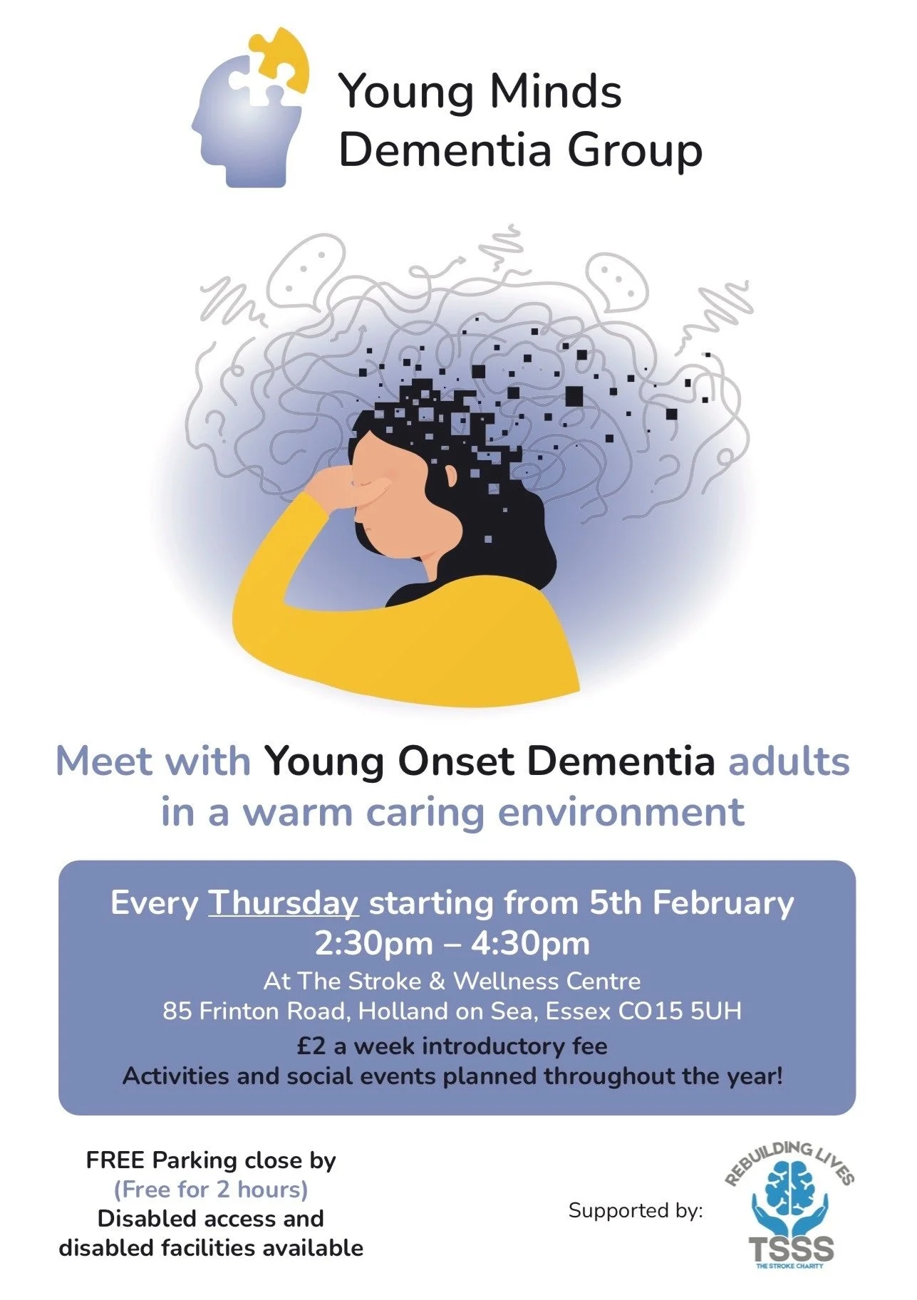 Young Minds Dementia Group poster - supported by: TSSS