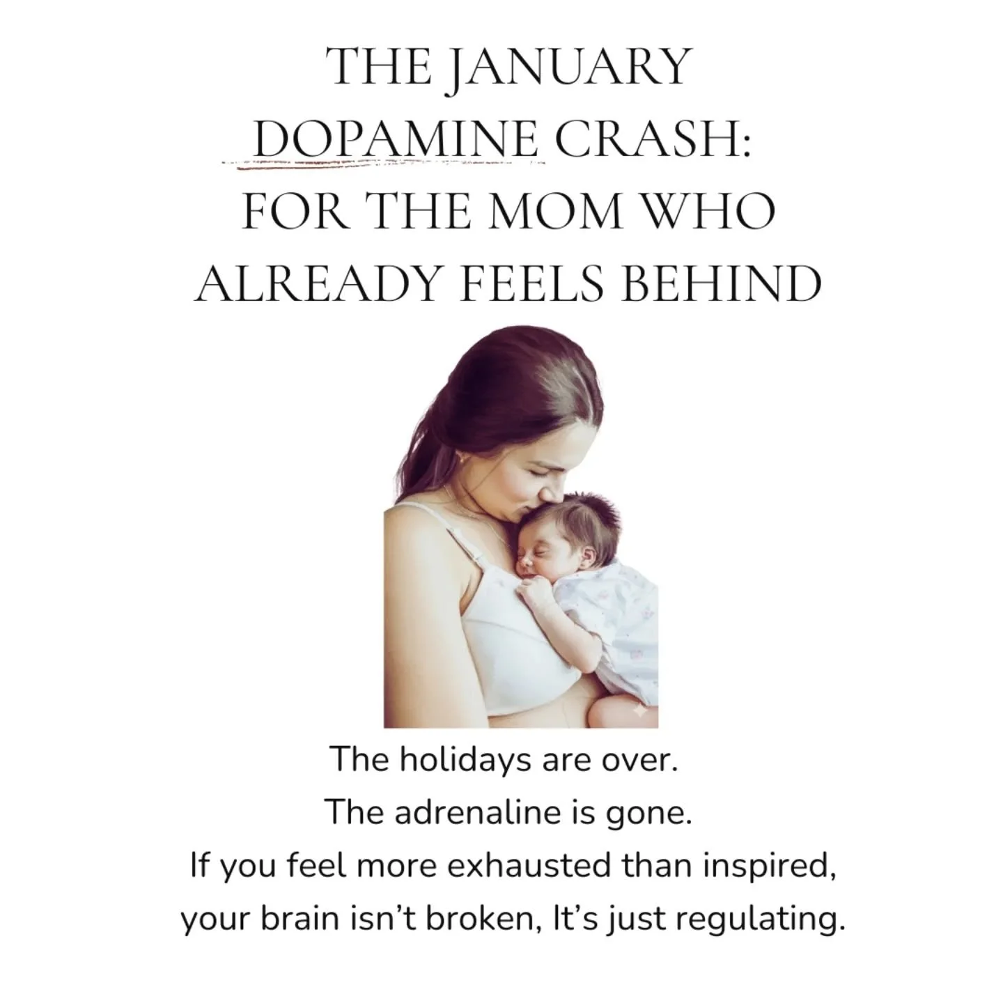 Feeling the post-holiday slump while everyone else is "leveling up"? 

That's the January Dopamine Crash, and it's a real struggle for neurodivergent and new moms. Swipe through for a strategy that prioritizes your safety over your producti