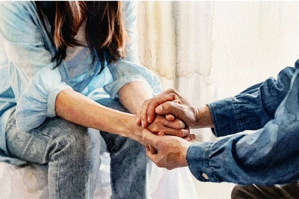 Two women in a warm, unhurried conversation about birth experience.jpg