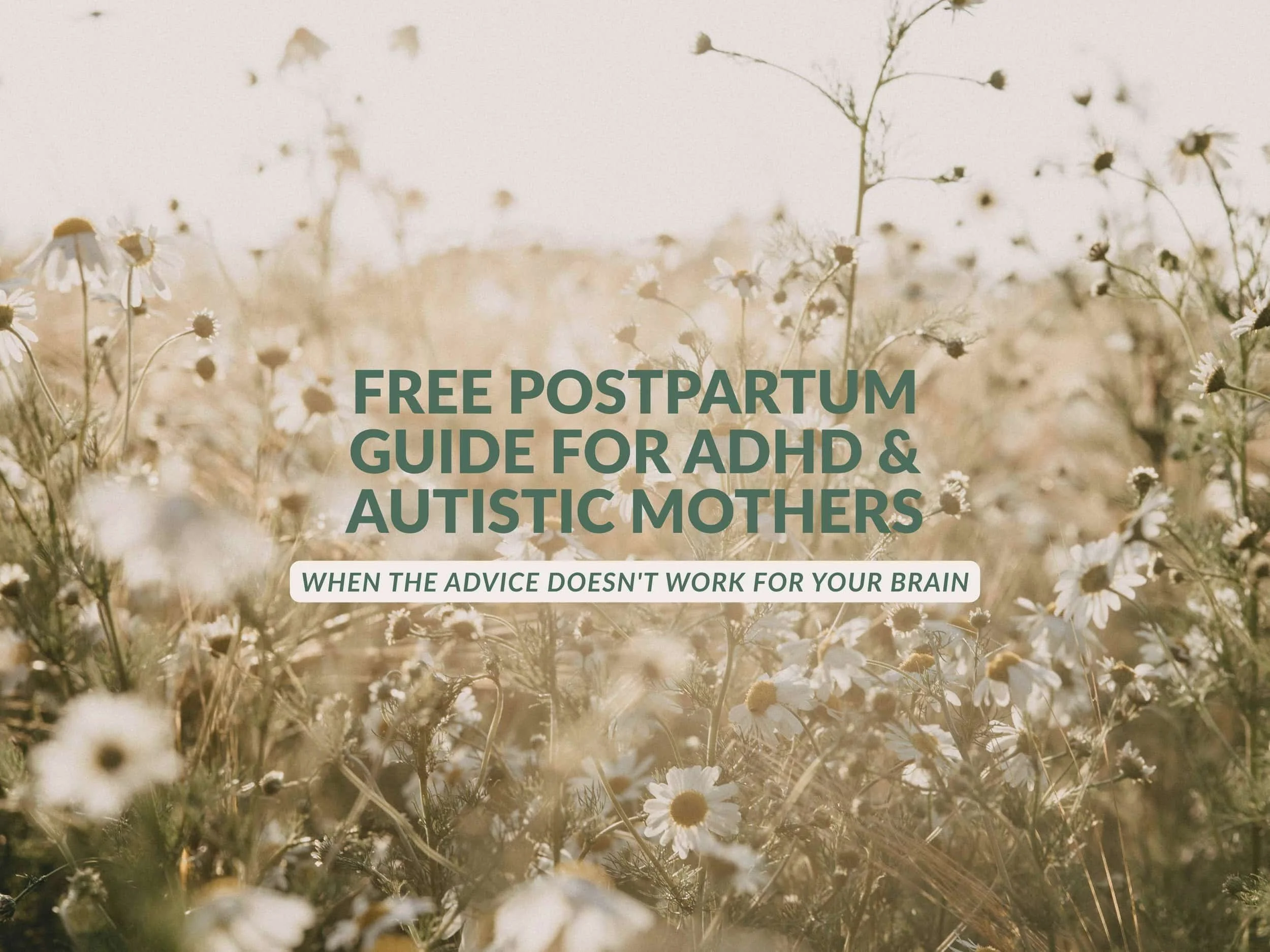 Sensory overload management with free Postpartum+Guide+for+ADHD++Autistic+Mothers.