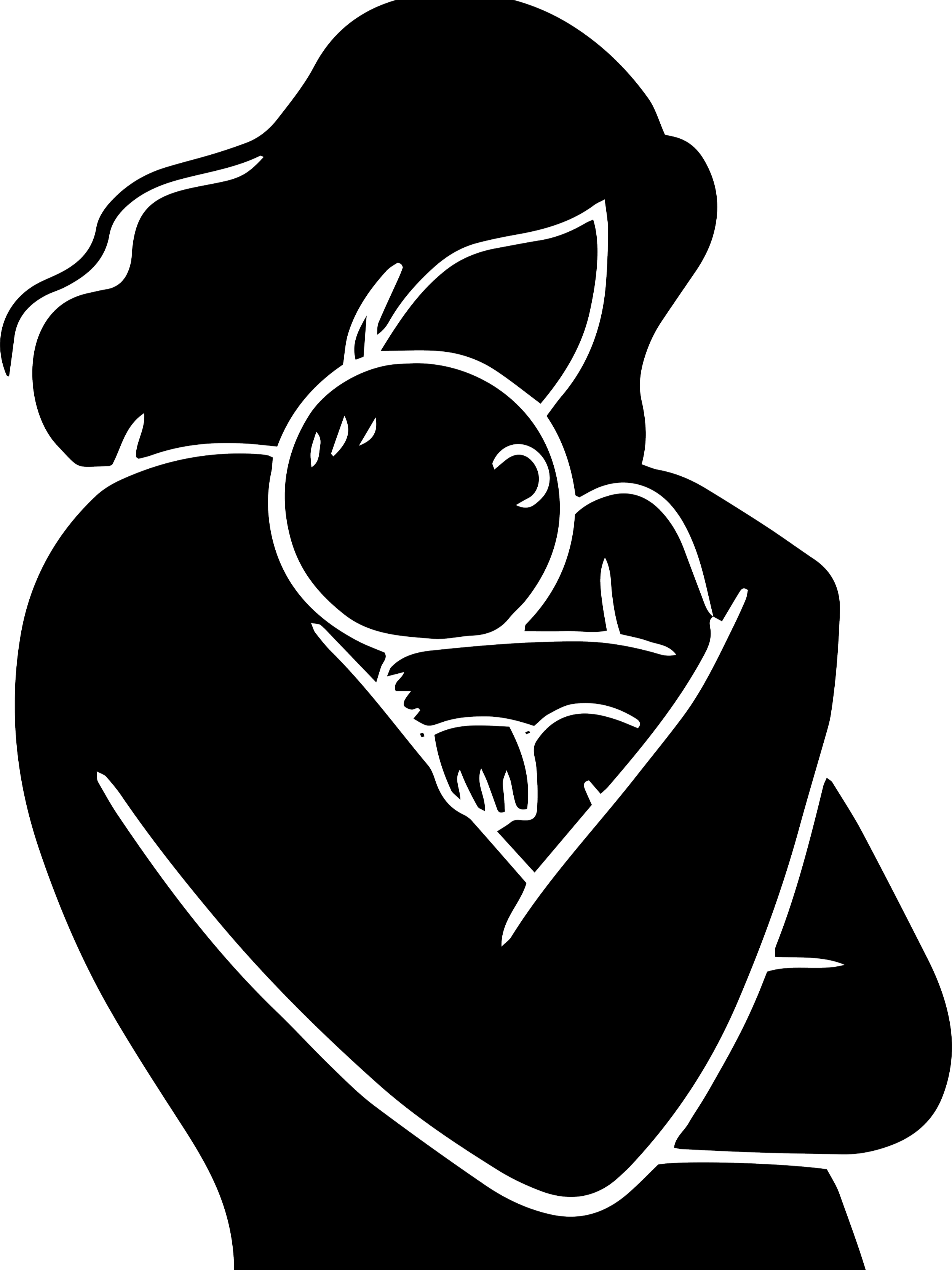 drawing of mother holding baby, birth preparation online or Malaga