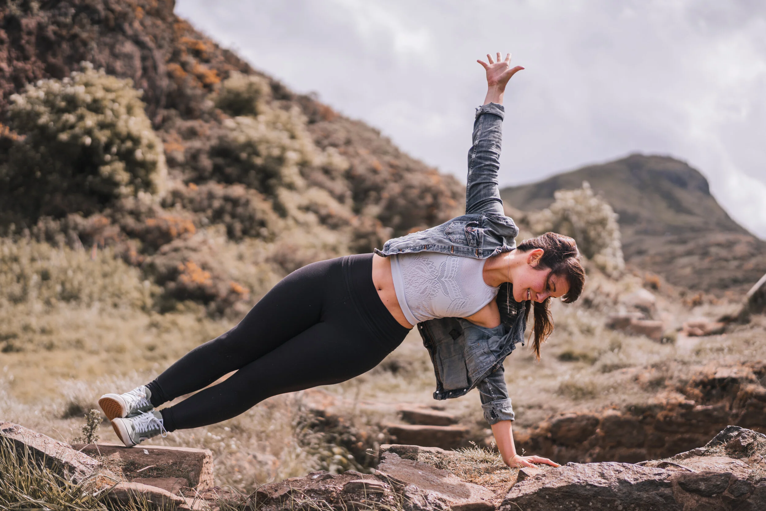 Yoga photography on Arthur's seat, Edinburgh

