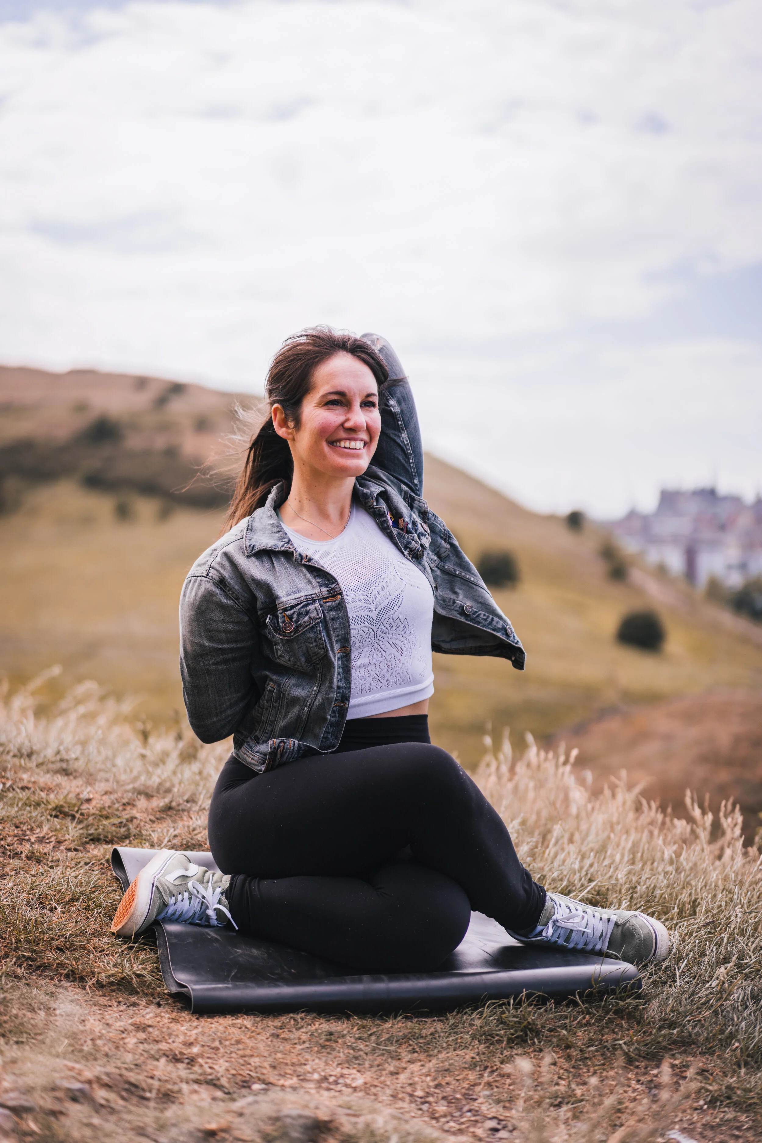 Yoga photography on Arthur's seat, Edinburgh
