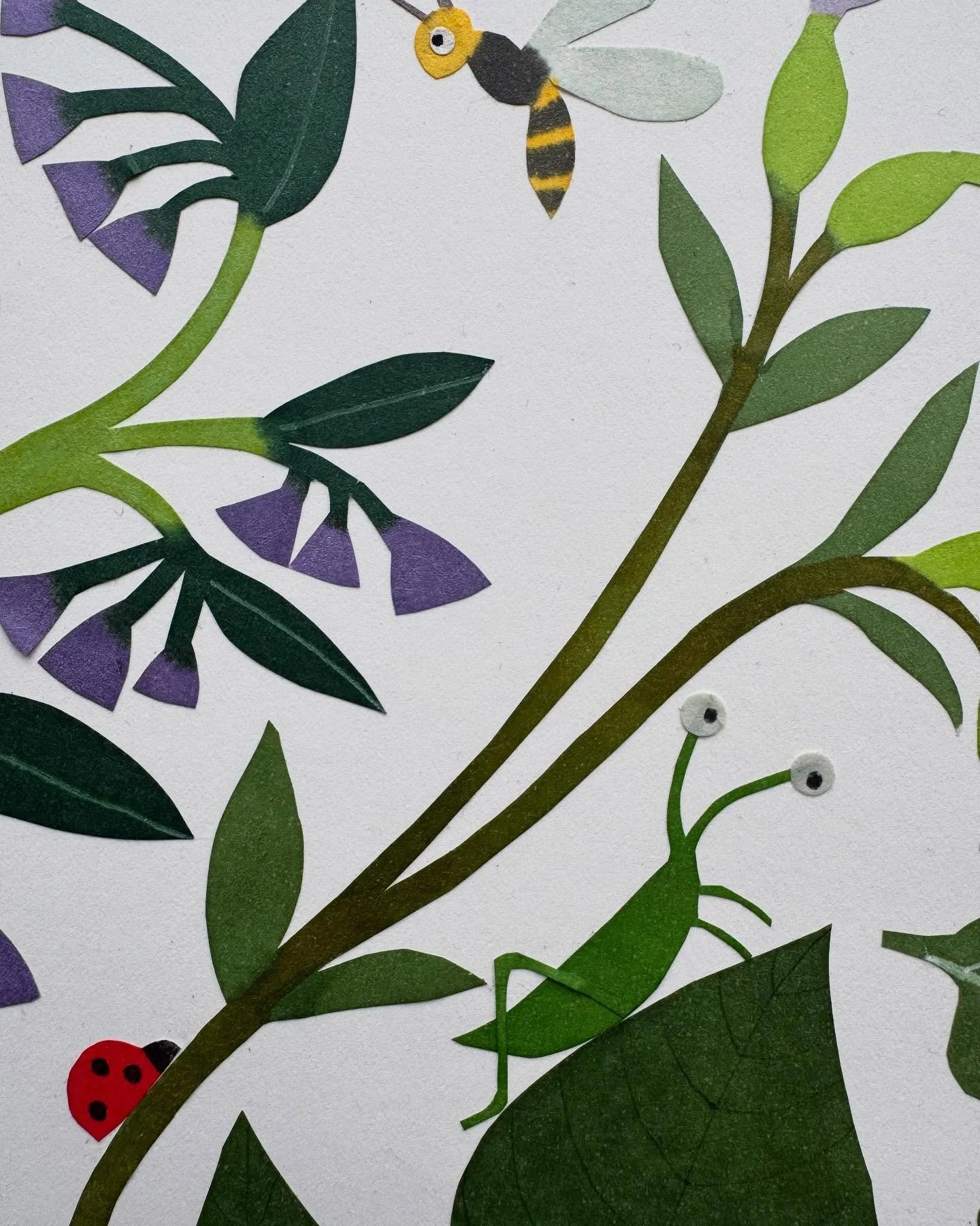 Little details from a piece I finished today. Happiest making little bugs with googly eyes.