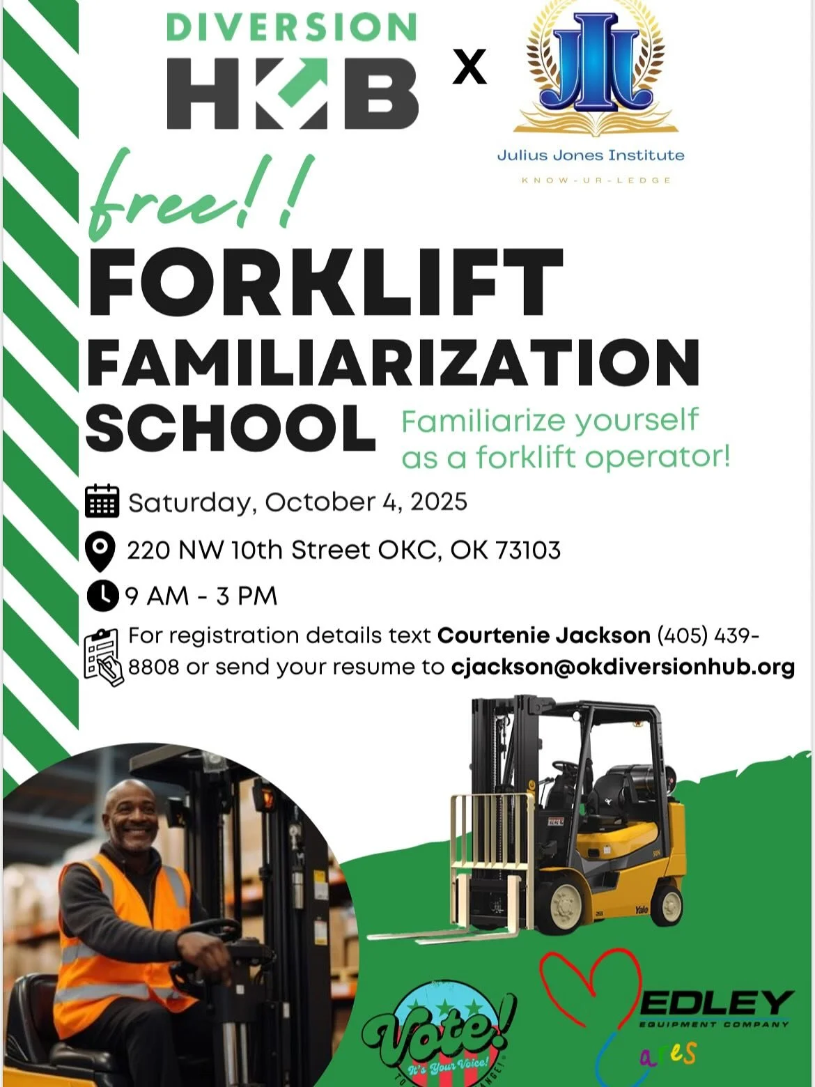 DHub is hosting a free forklift familiarization course next Saturday. Don&rsquo;t miss this opportunity to build new skills!

#DiversionHub #JobReady #OKC