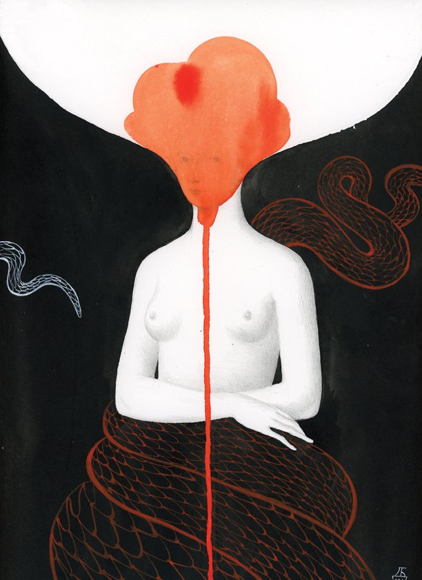 Poppy II, personal artwork, unpublished, Sweden 2020. Watercolor and pencil on paper.