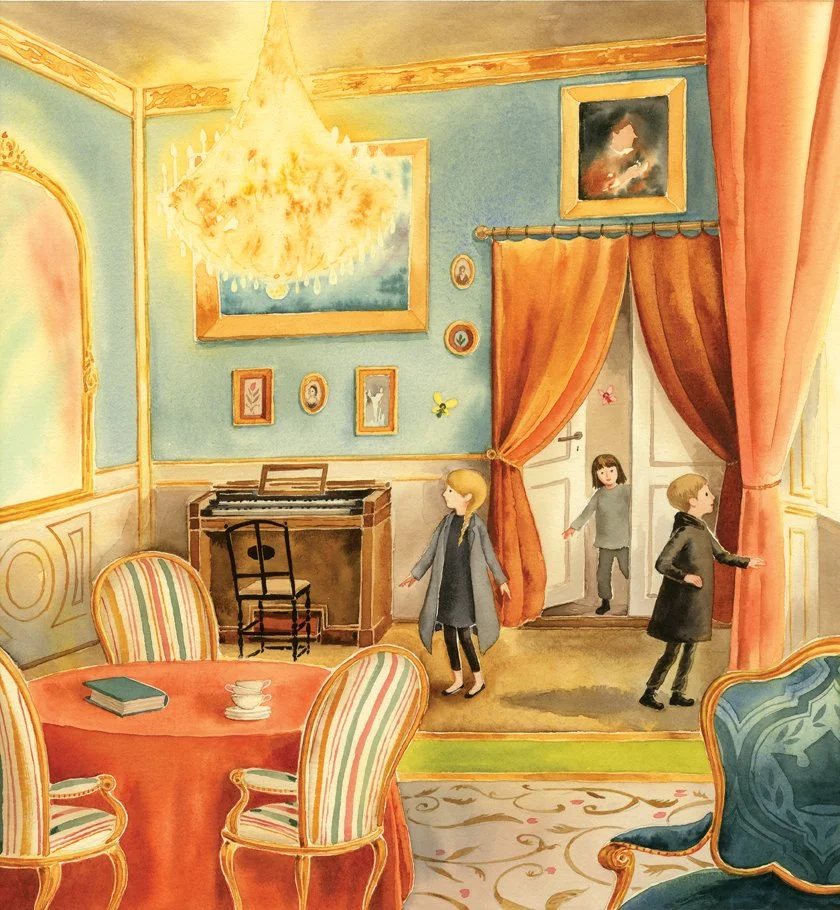 Illustration from the book Cirkusvår, written by Mårten Sandén and published by Rabén & Sjögren publishing house, Sweden 2026. Watercolor on paper.