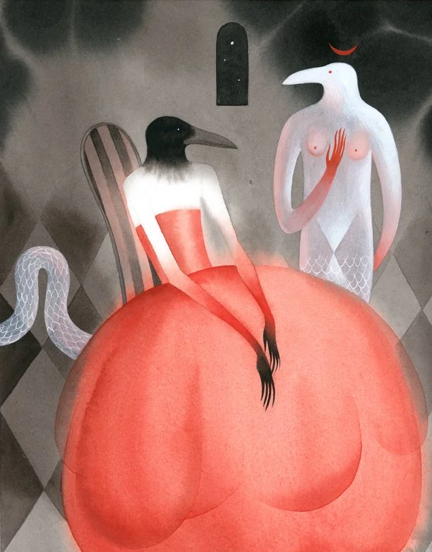 Cousins, personal artwork, unpublished, Sweden 2022. Watercolor and pencil on paper.