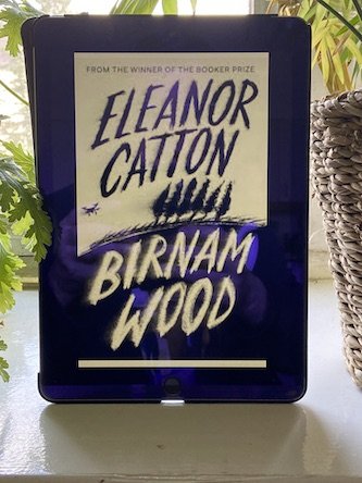 Kindle cover on iPad of Birnam Wood by Eleanor Catton