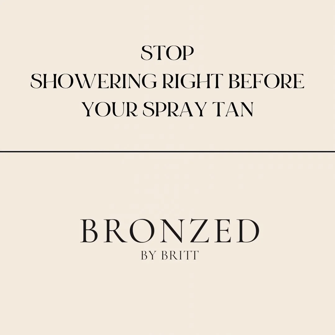 🛑 STOP SHOWERING RIGHT BEFORE YOUR SPRAY TAN!!!

WHY?! 💁🏽&zwj;♀️

1:  WATER &amp; MOISTURE CAN INTERFERE WITH DHA DEVELOPMENT (Spray tans work using DHA&mdash;dihydroxyacetone, which reacts with the amino acids in the top layer of your skin to cre