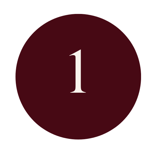 A dark red circular badge with a white number 1 in the center.