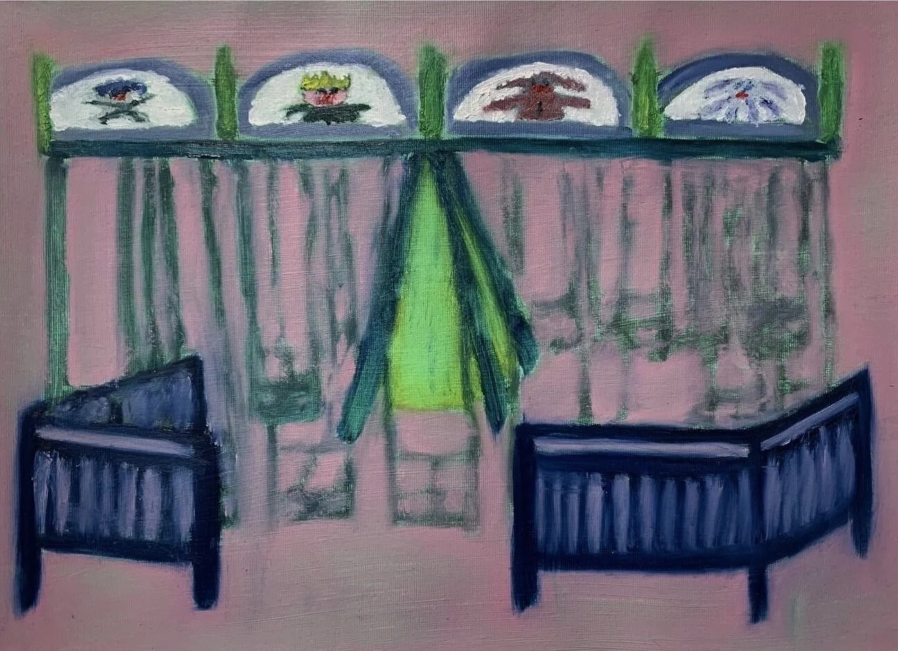 Swings (2020) 
Oil on paper
 38 x 28 cm


Shortlisted for the Royal Academy of Arts Summer Exhibition, London (2021).