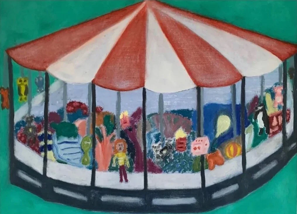 Carnival Prizes (2020) 
Oil on paper 
38 x 28 cm 
Private Collection

Exhibited at the Royal Academy of Arts Summer Exhibition, London (2021).