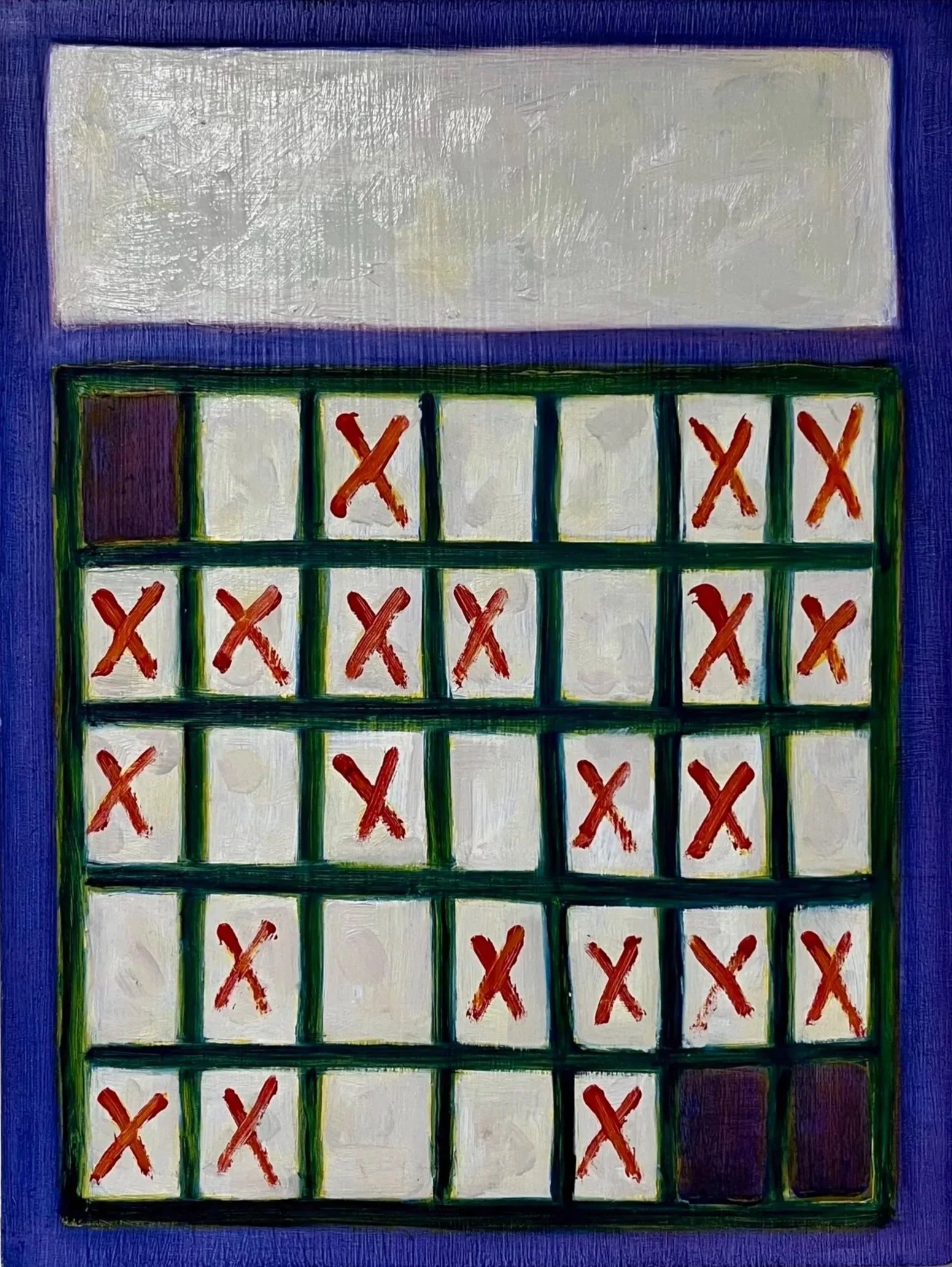 Migraine Diary (2024) 
Oil on wood
 23 x 31 cm
