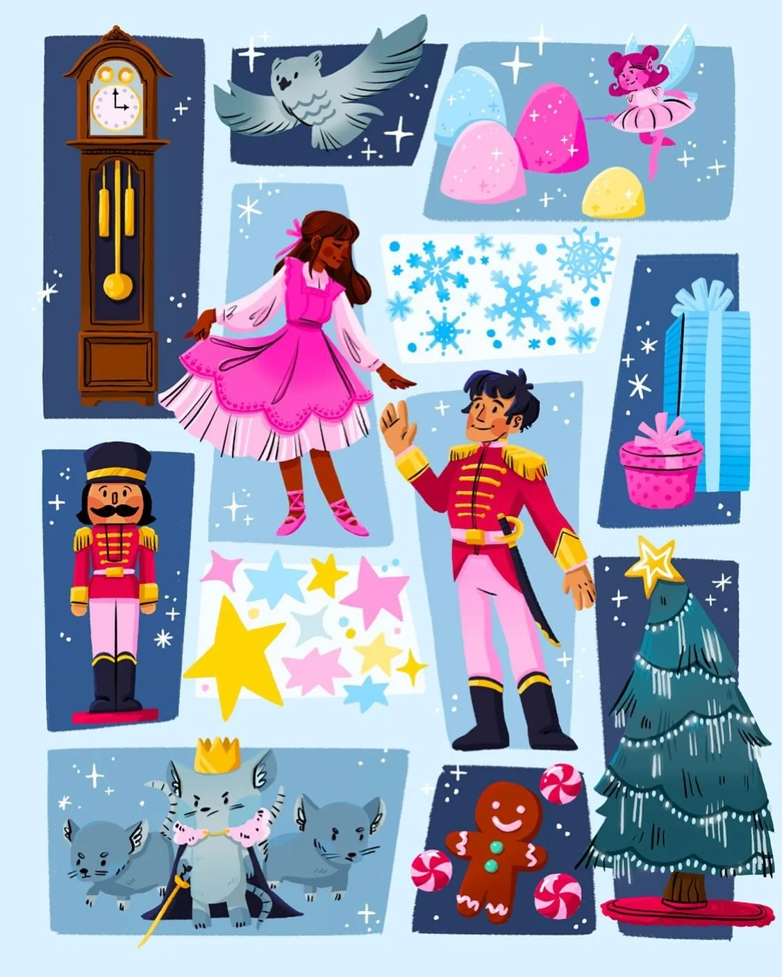 Merry Christmas! Love you all, I hope everyone&rsquo;s had a joyous holiday season :)) ☃️ I watched Barbie in The Nutcracker yesterday to celebrate, mandatory classic. 

☻ ☻ ☻
#thenutcracker #illustration #cardillustration #surfacedesign #tchaikovsky