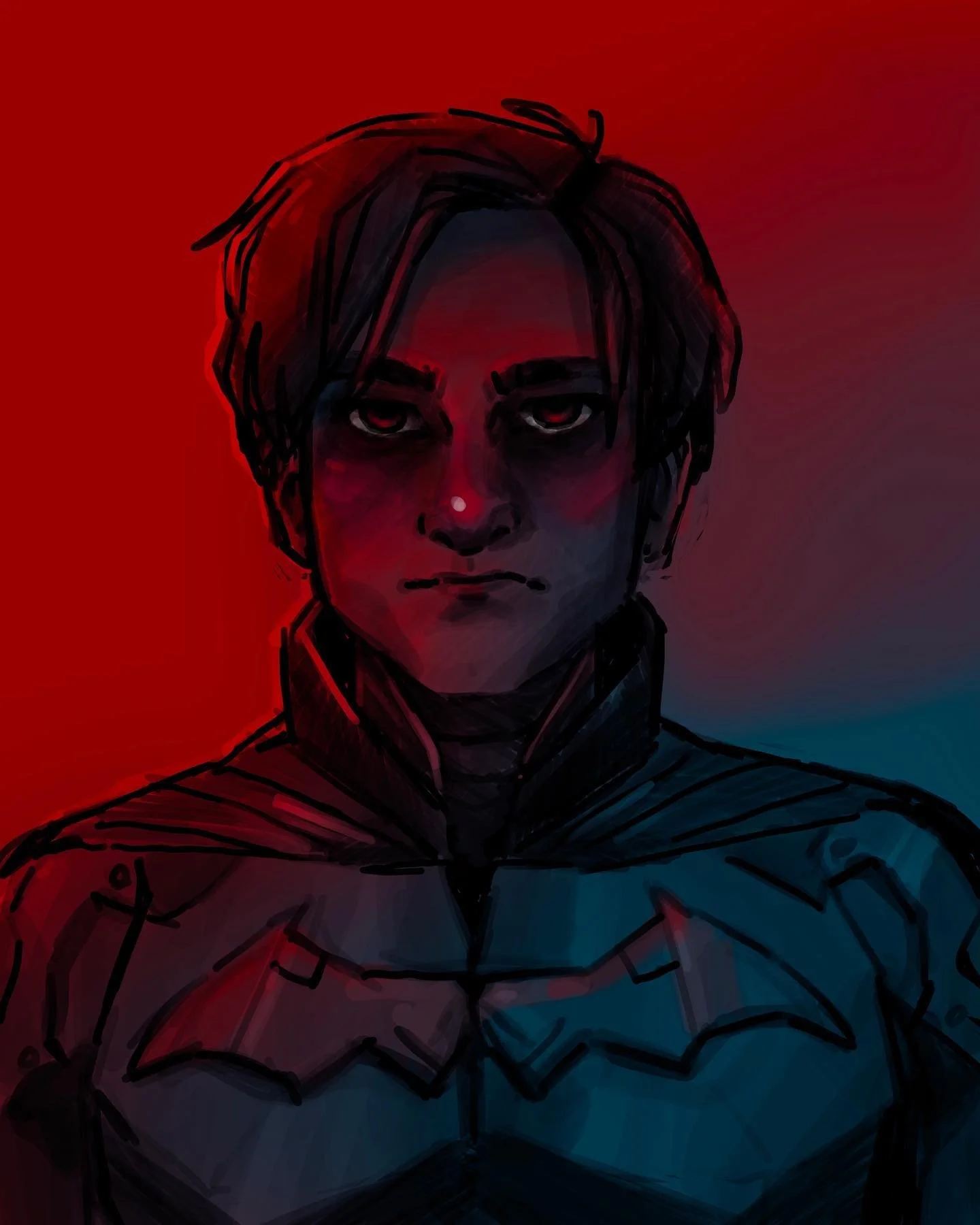 They think he&rsquo;s hiding in the shadows, but he IS the shadows 🦇

Happy halloween but more importantly happy The Batman opening monologue day to those who celebrate &gt;:)

🦇🖤
#thebatman #thebatmanfanart #illustration #charactersketch #procrea