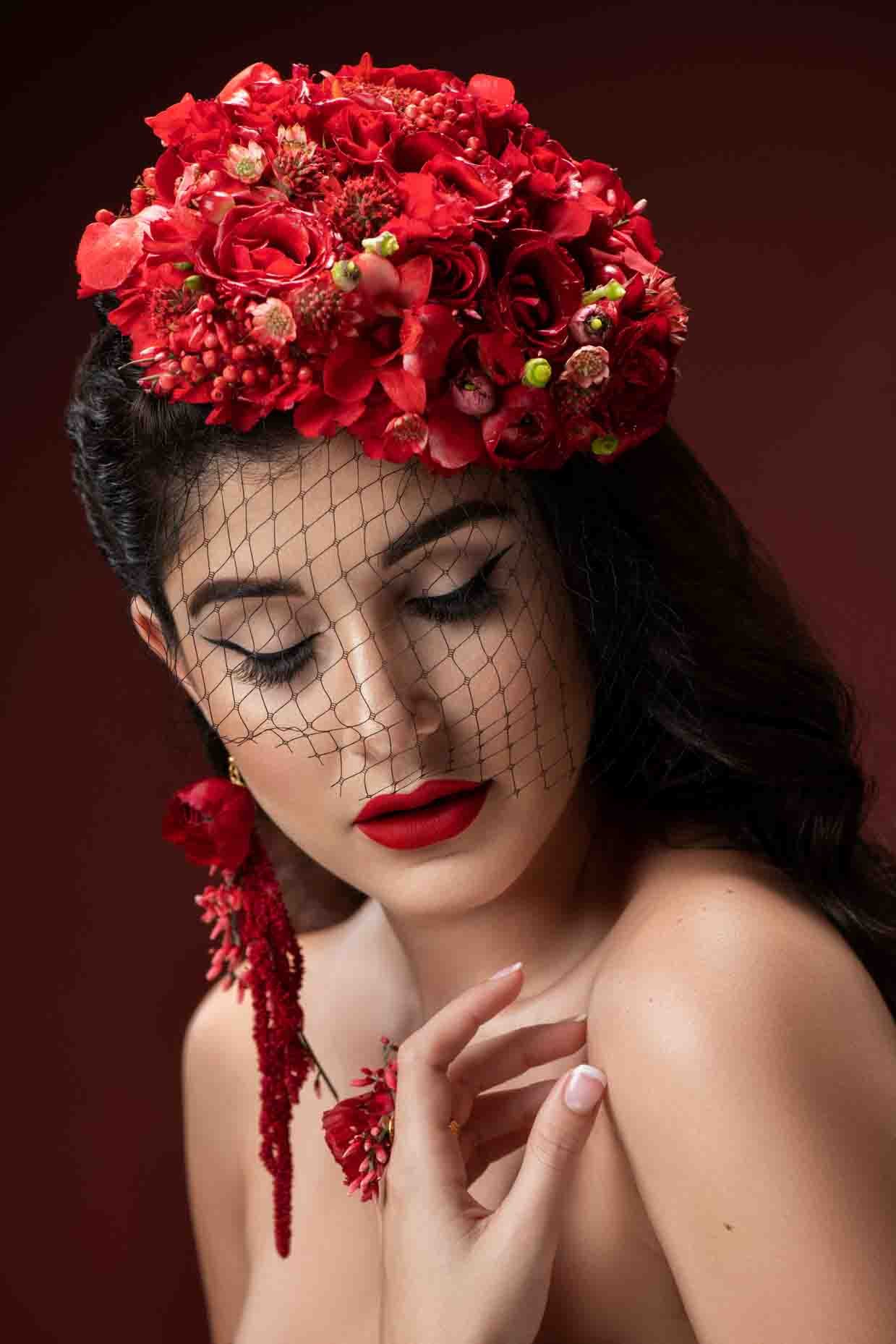 floral portrait photography in Orlando by Yuliya Panchenko. The art of wearable flower portraits.