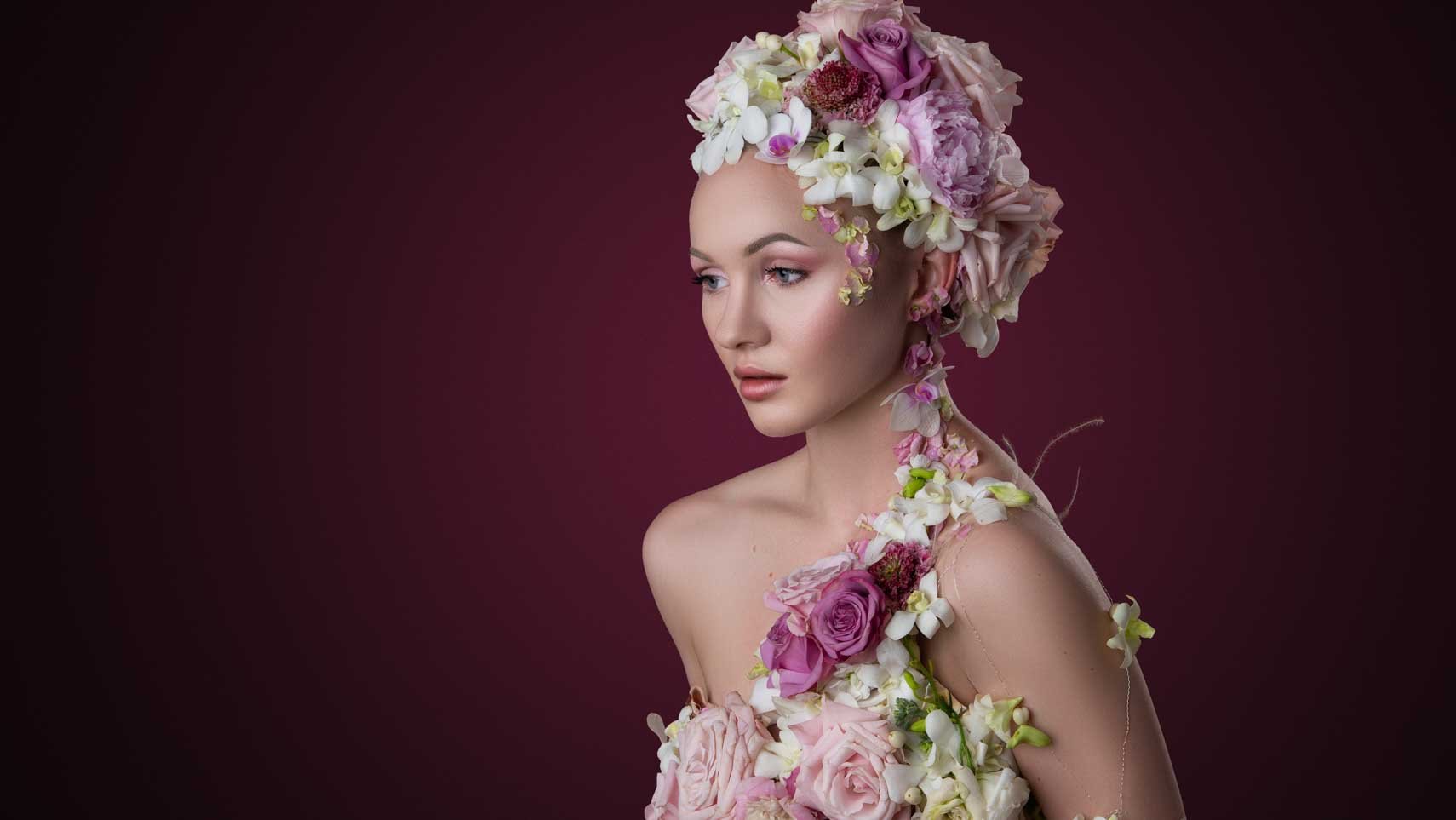 floral portrait photography in Orlando by Yuliya Panchenko. The art of wearable flower portraits.
