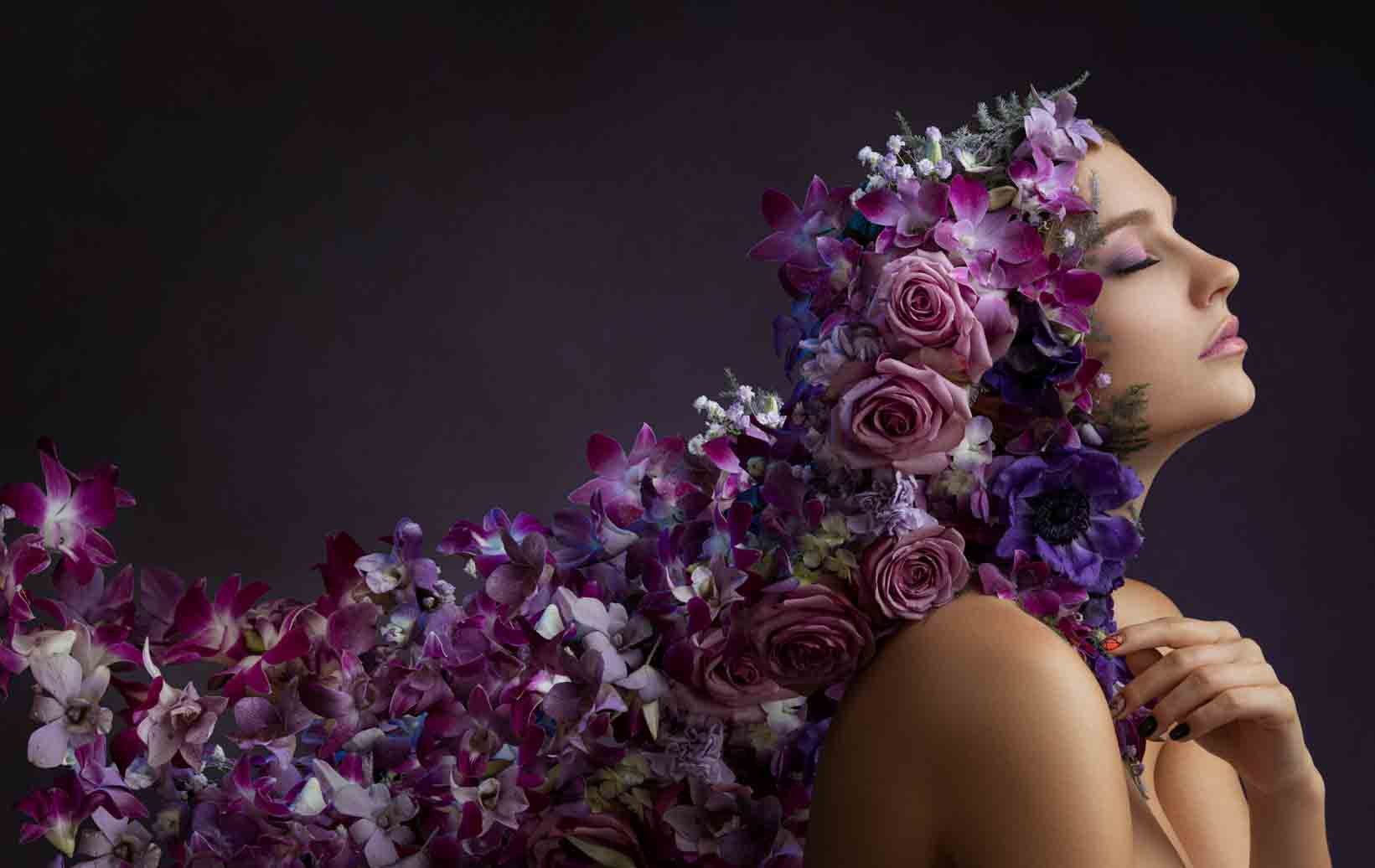 floral portrait photography in Orlando by Yuliya Panchenko. The art of wearable flower portraits.