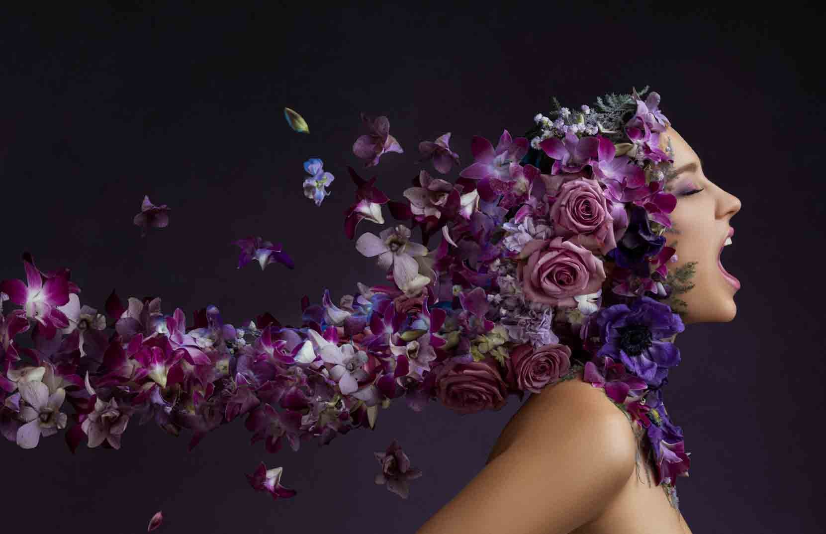 floral portrait photography in Orlando by Yuliya Panchenko. The art of wearable flower portraits.