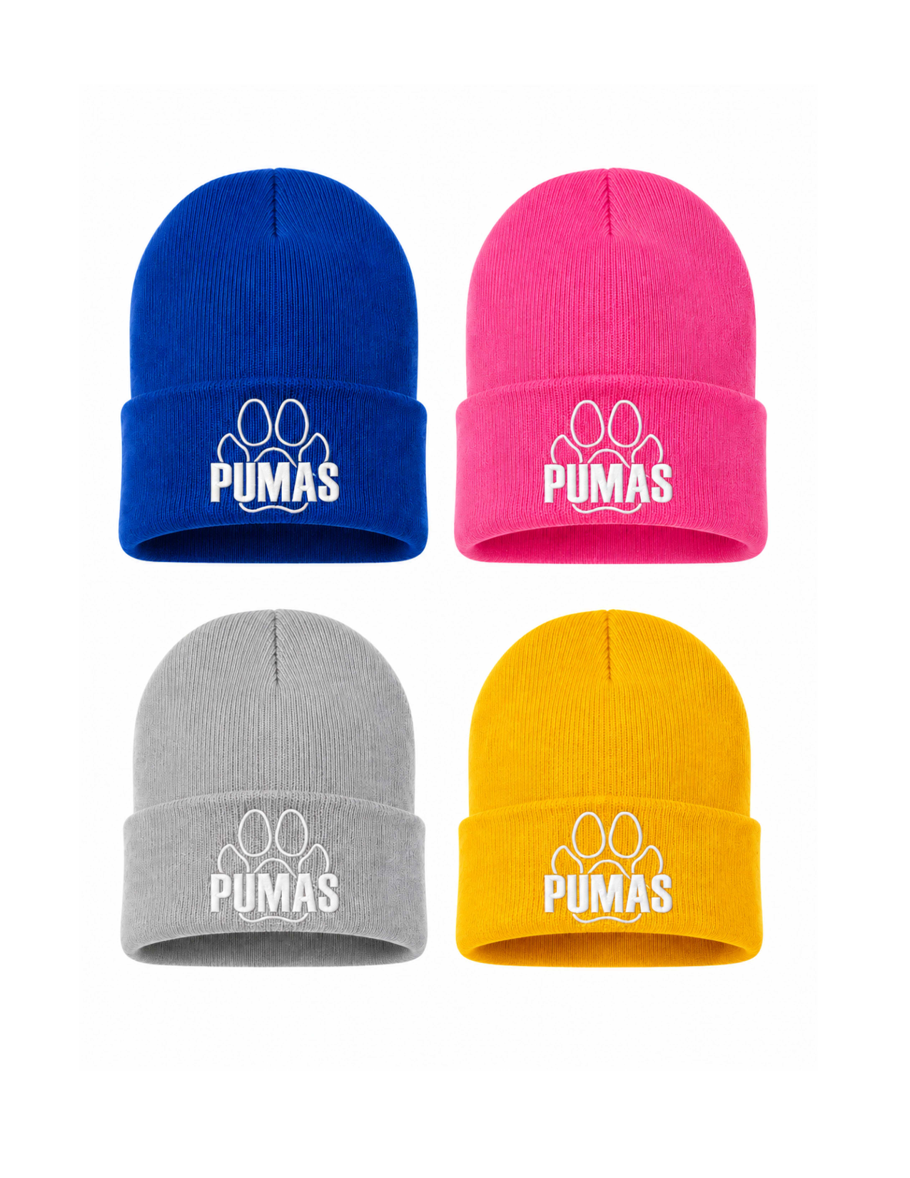 Puma Paw White Embroidered Beanie