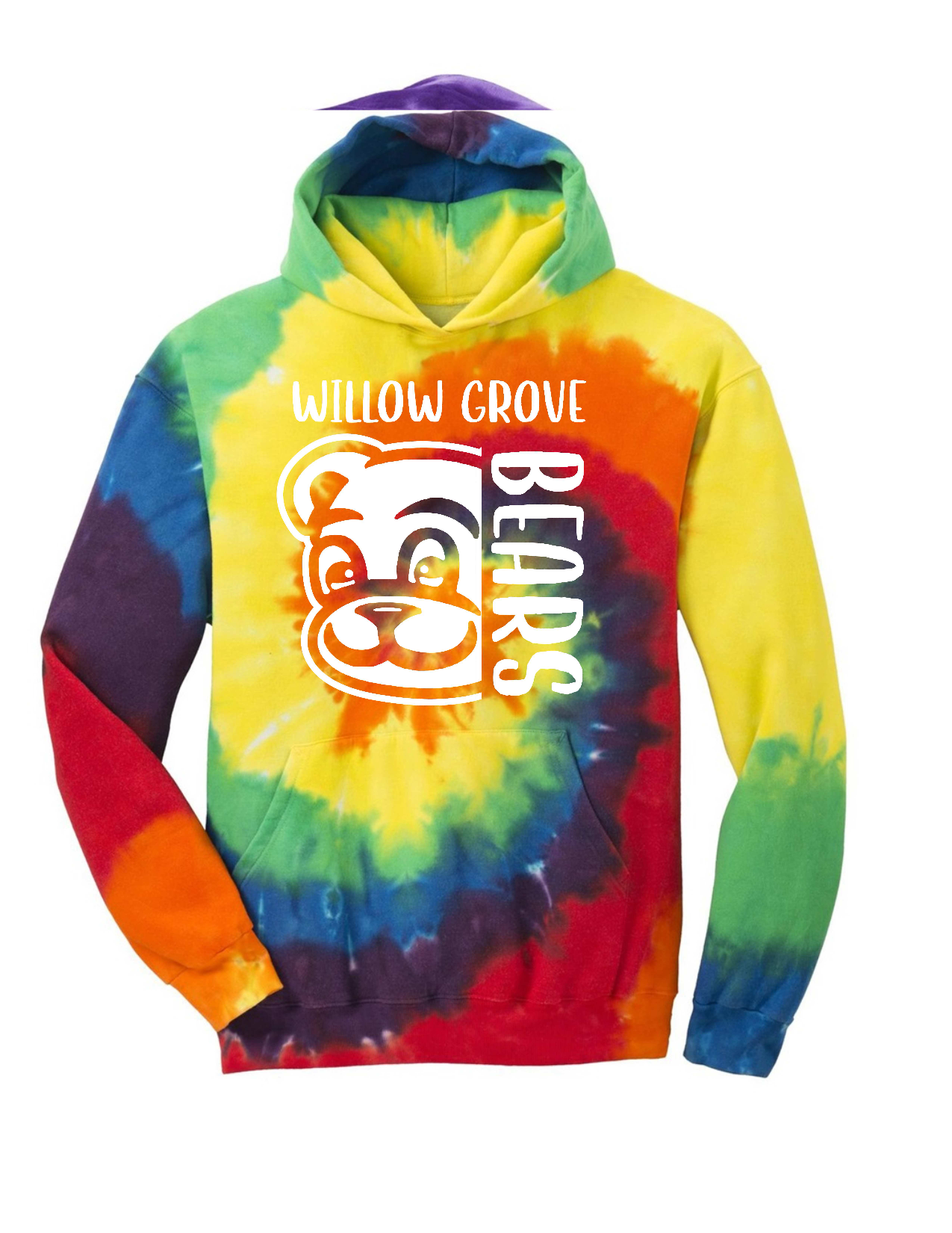 WG Bears Unisex Youth and Adult Tie Dye Hoodie Scroll for Options