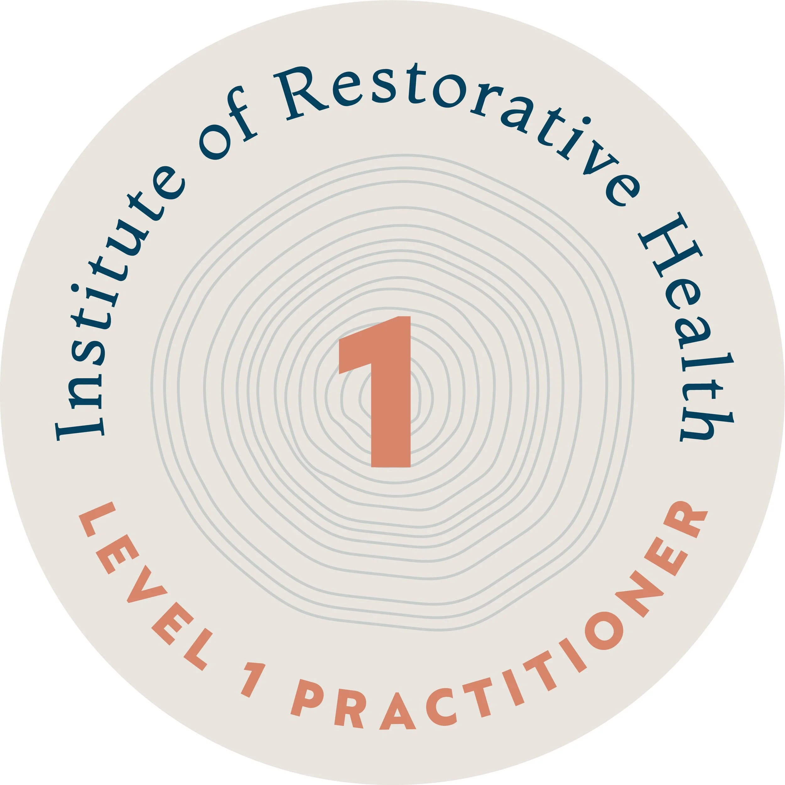 Restorative Health Practitioner (RHP) certification badge, Level 1 Digestion & Microbiome Optimization