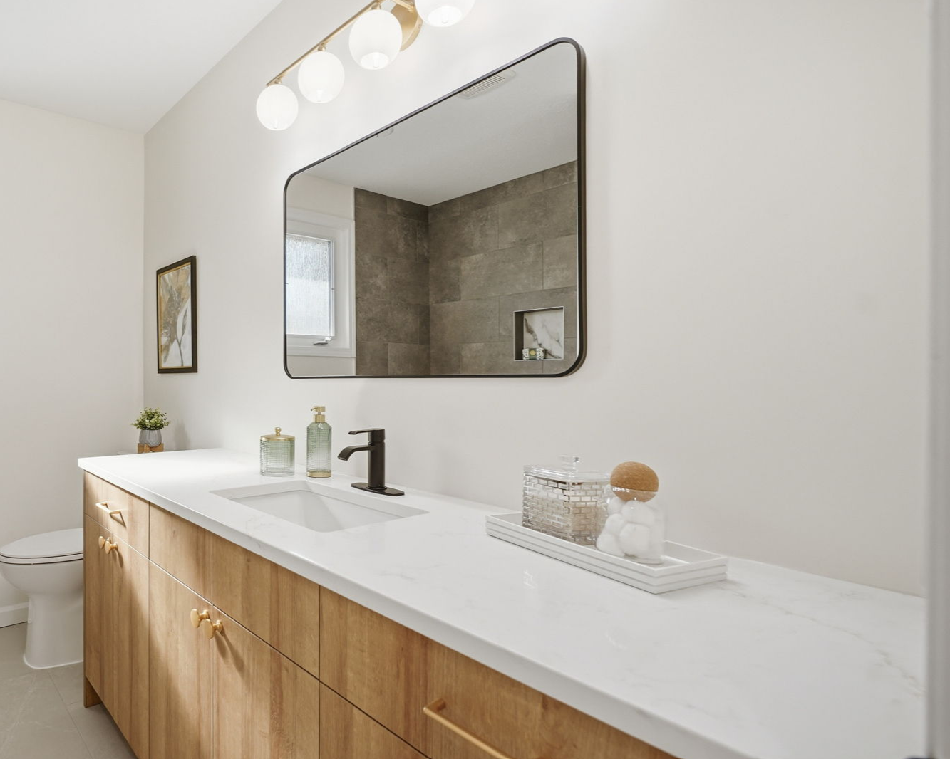 Custom Warm Woodgrain Bathroom