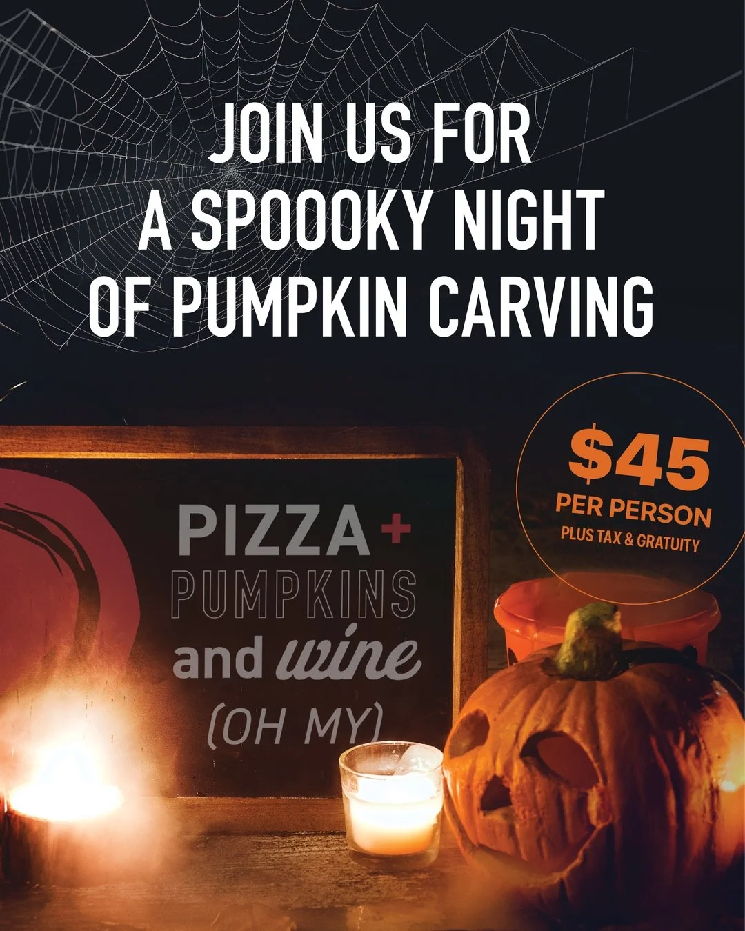 Our Piatto Pumpkin Carving nights are filling up fast, so book your seat today! ​​​​​​​​
​​​​​​​​
Your evening includes:​​​​​​​​
🎃 Your own ready-to-carve pumpkin and carving tools​​​​​​​​
🍕🥗 A starter salad + a 9&rdquo; pizza of your choice​​​​​​