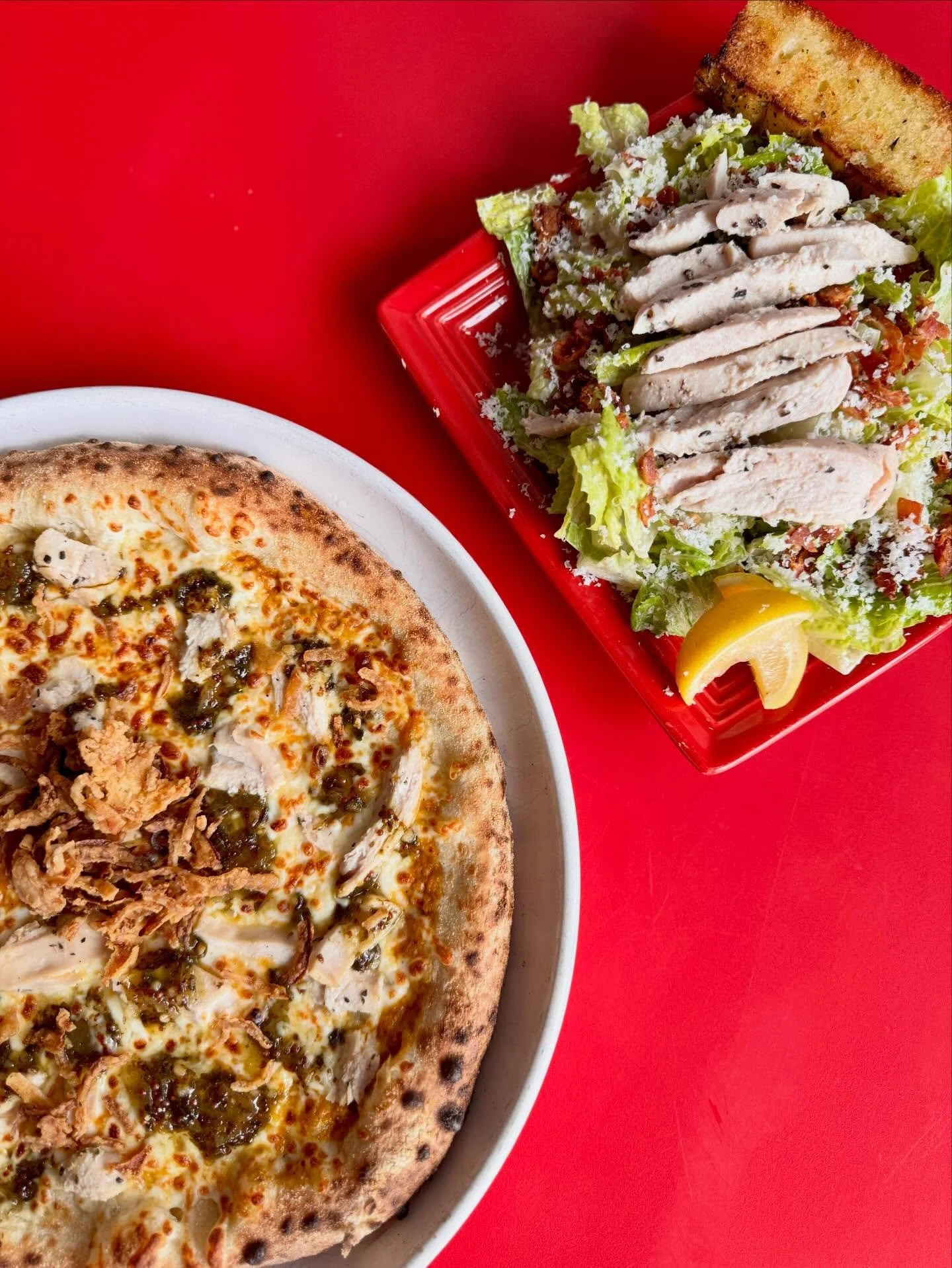 Piatto fun facts:
All our chicken is Halal chicken breast, house-marinated, baked, then finished in our wood-fired oven. 🔥

You&rsquo;ll find it on favourites like our Butter Chicken Pizza, or add it to our famous Caesar Salad - and yes, you can swa