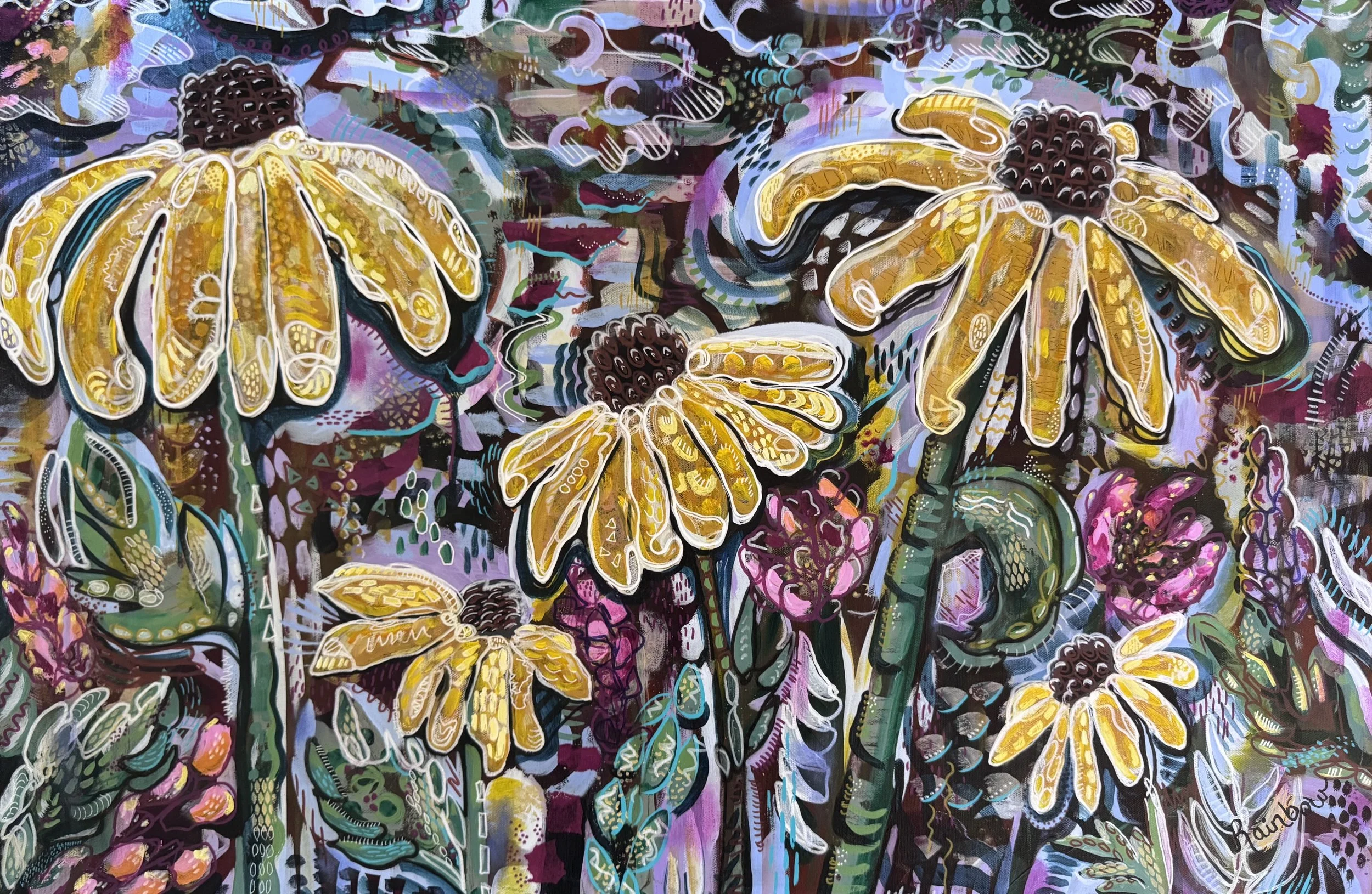 Rainbow, Aubrey, "Susan Untamed", mixed media on canvas, 24 x 36", $600