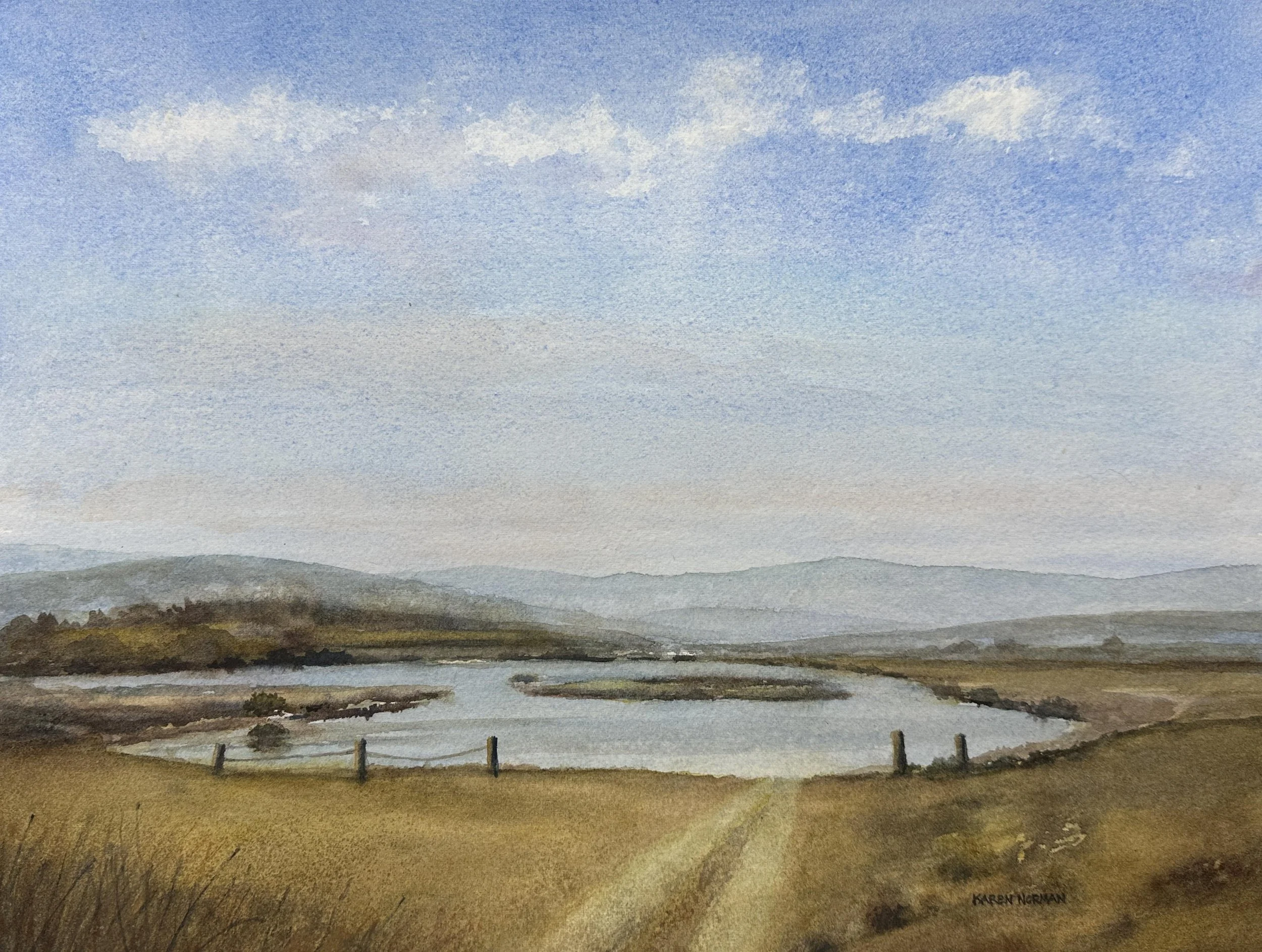 Norman, Karen, "Autumn Pond", watercolor, 11 x 15", $450