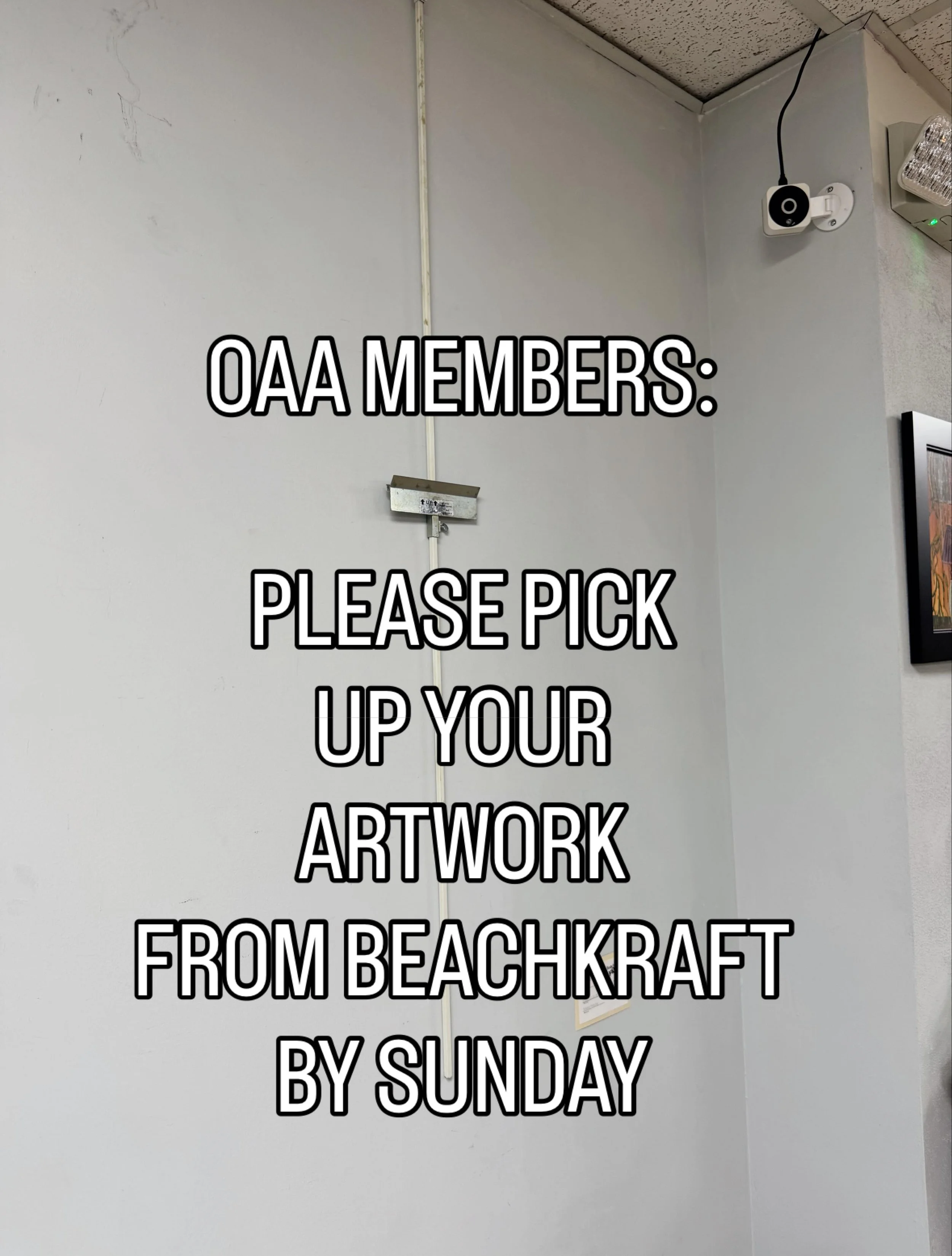 Hey OAA Members!

Don&rsquo;t forget it&rsquo;s time to pick up any unsold works from our recent show @beachkraftgallery. 

Caroline is prepping to hang the new show this Sunday so the more things we can clear out to make her life a little easier the