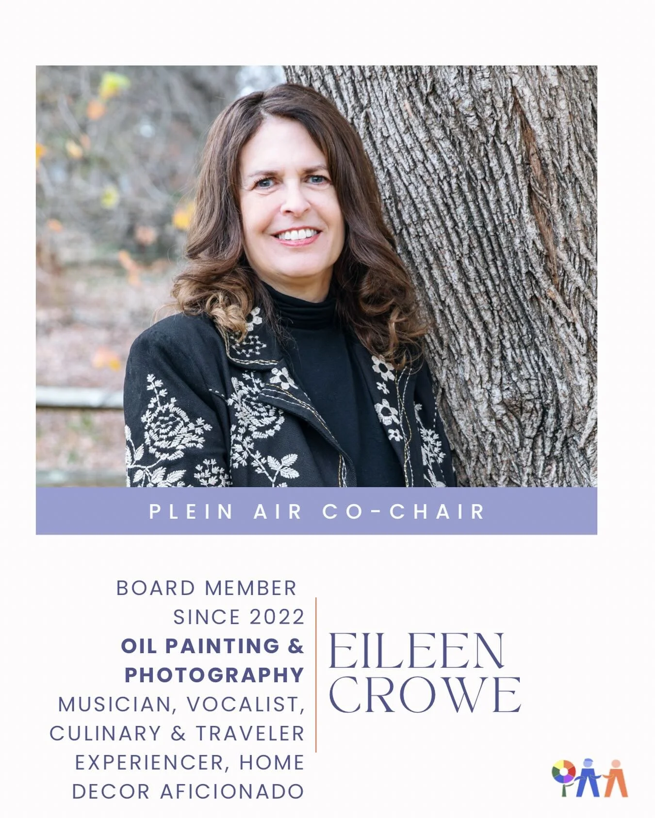 Meet the Board 👋🏻 

Next up in our Meet the Board series is Eileen, our Plein Air Co-Chair.

Whether you already love plein air painting or have been meaning to give it a try, Eileen is a great resource within our community. She helps coordinate up