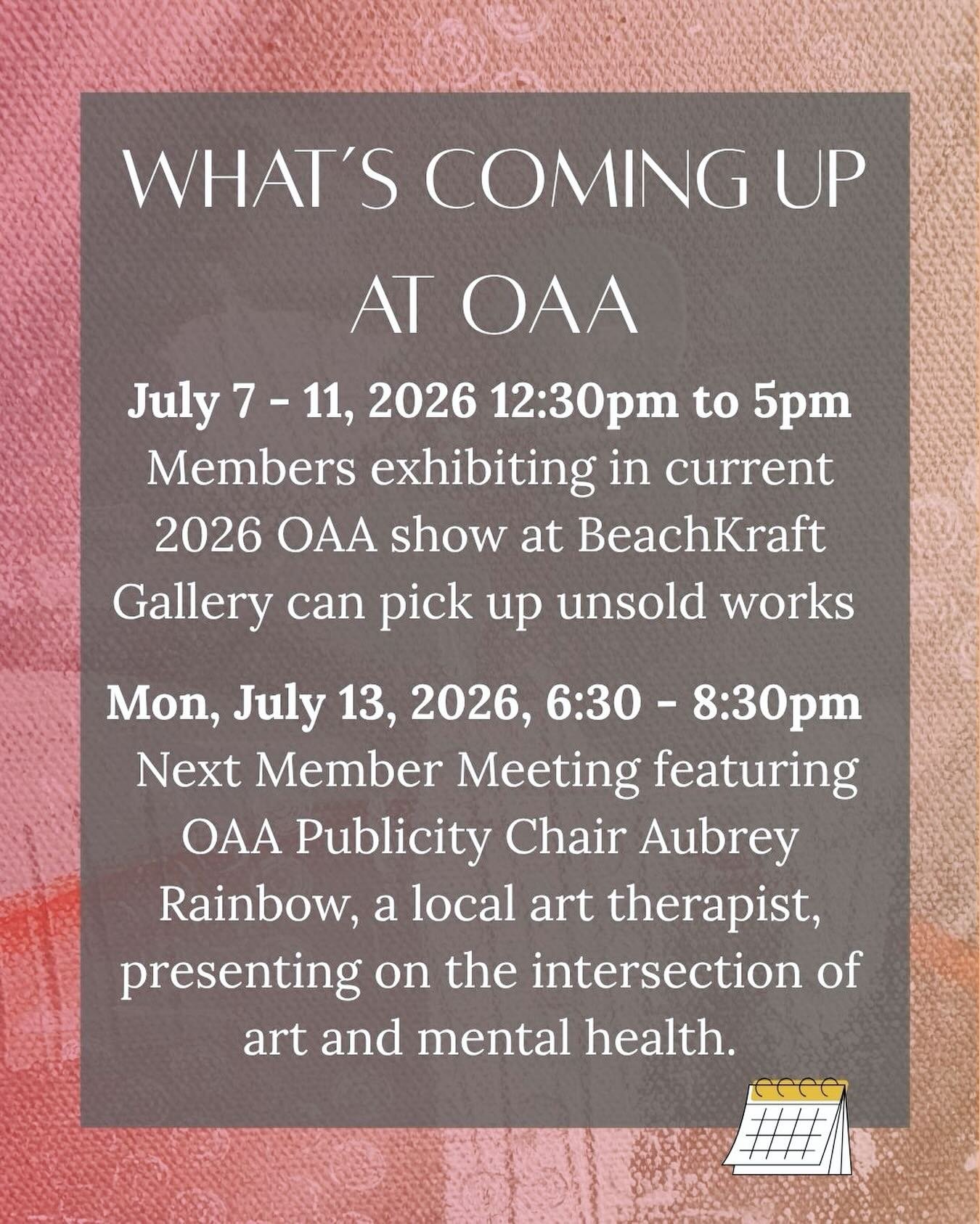 Keep a spot on your calendar for these July OAA events! 

#olneymd #olneyartassociation #montgomerycountymd  #mocomd #marylandart