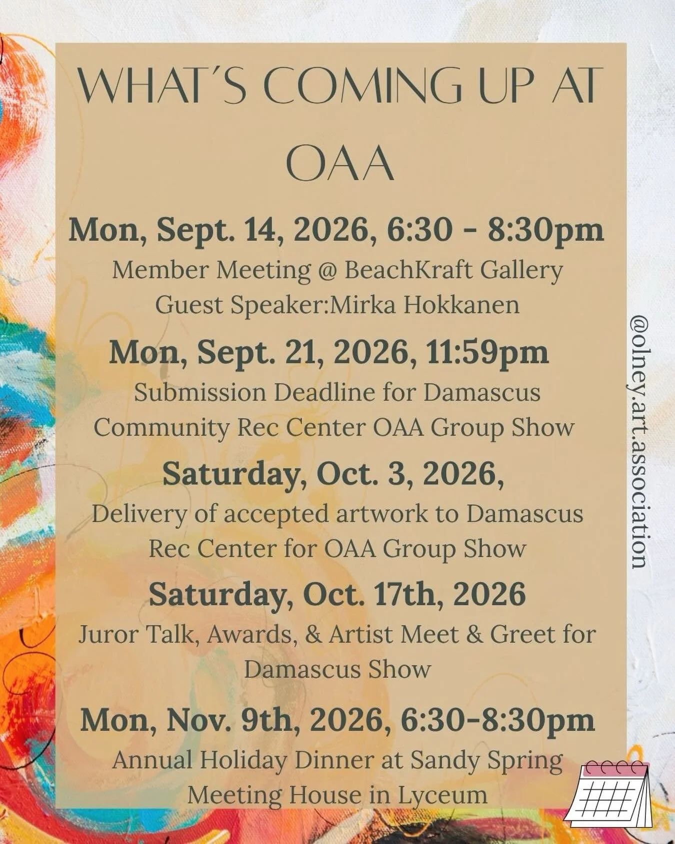 We have a busy few months ahead with a lot of exciting events to take part in.

Please be sure to mark your calendars and plan to join us. 

We&rsquo;ll release more details as we get closer to these events. 

You can find details on the Damascus sho