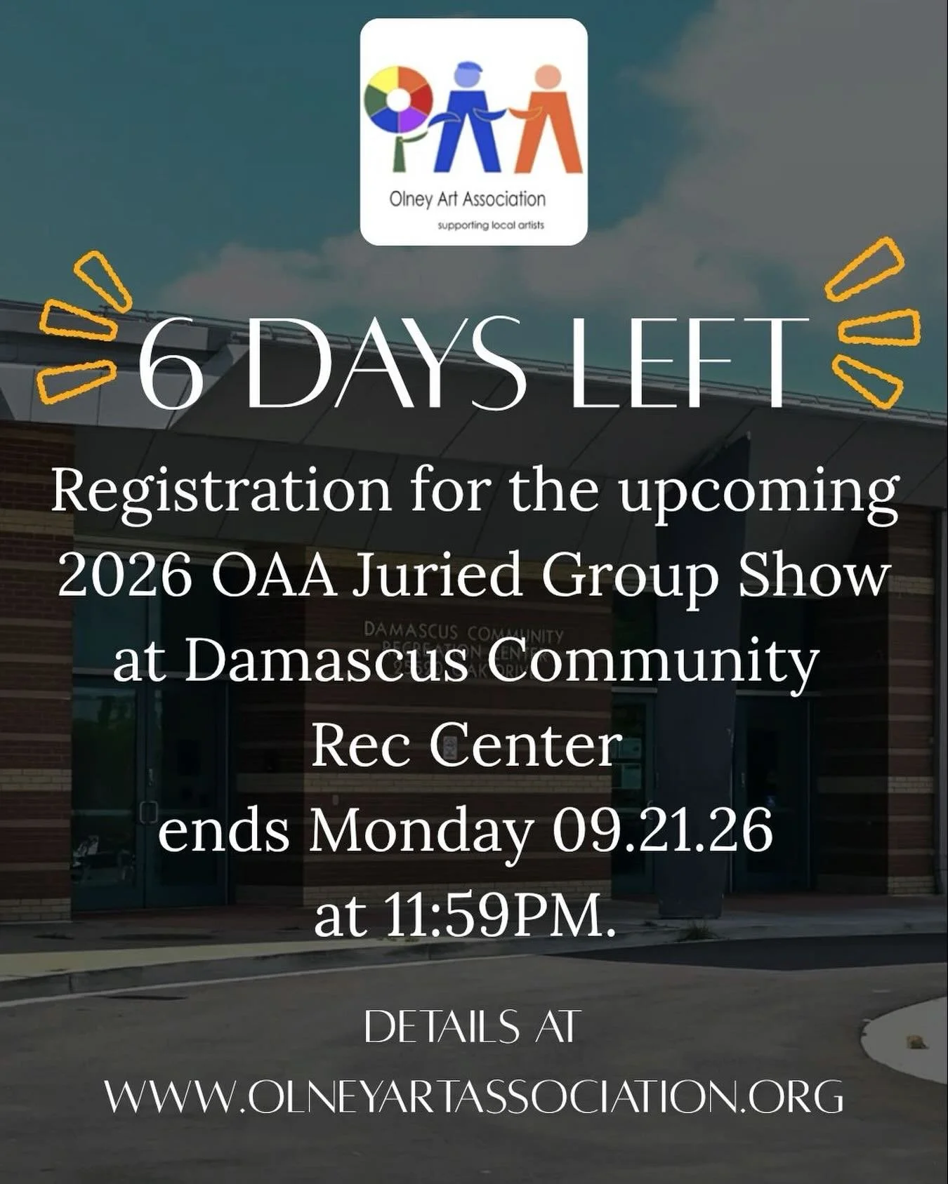 If you were waiting for a sign to register- here it is. 

😄

#olneymd #olneyartassociation #damascusmd #localart