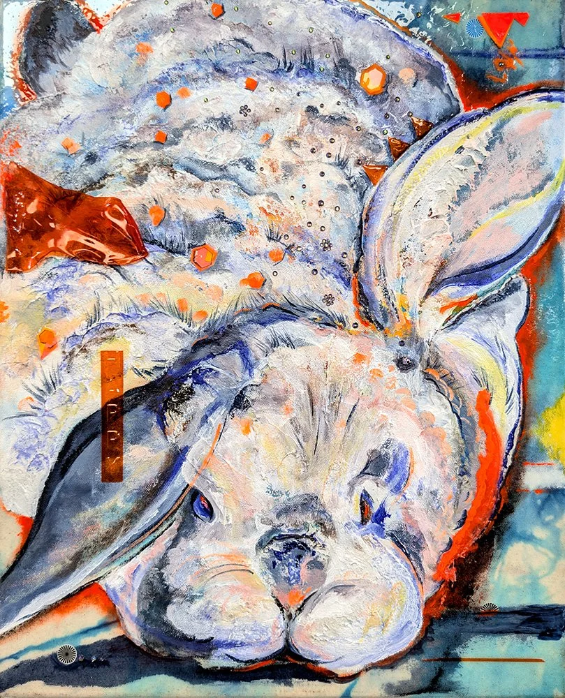 Baker, Caroline, "Grumpy", mixed media, 22 x 18", $400