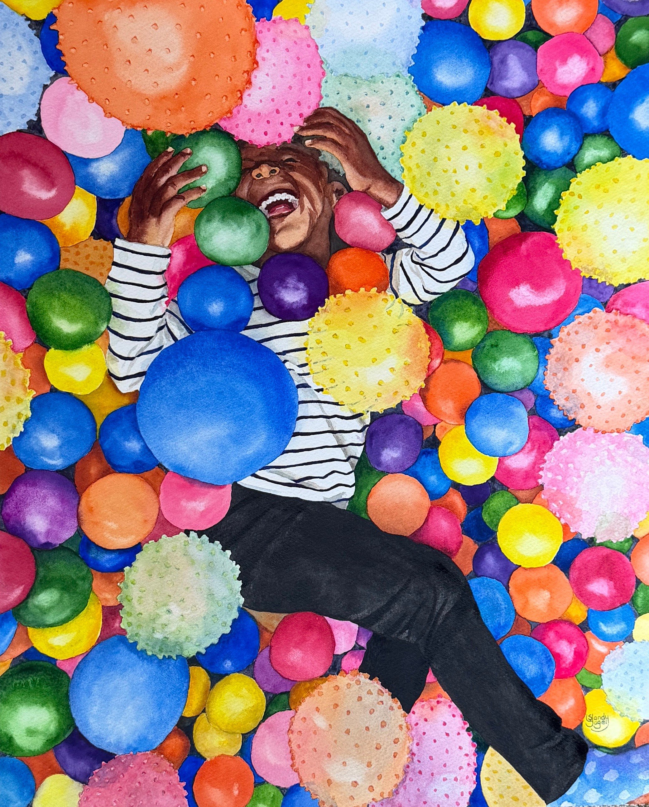 Yagel, Sandy, "Having a Ball", w/c on paper, 20 x 16", $700