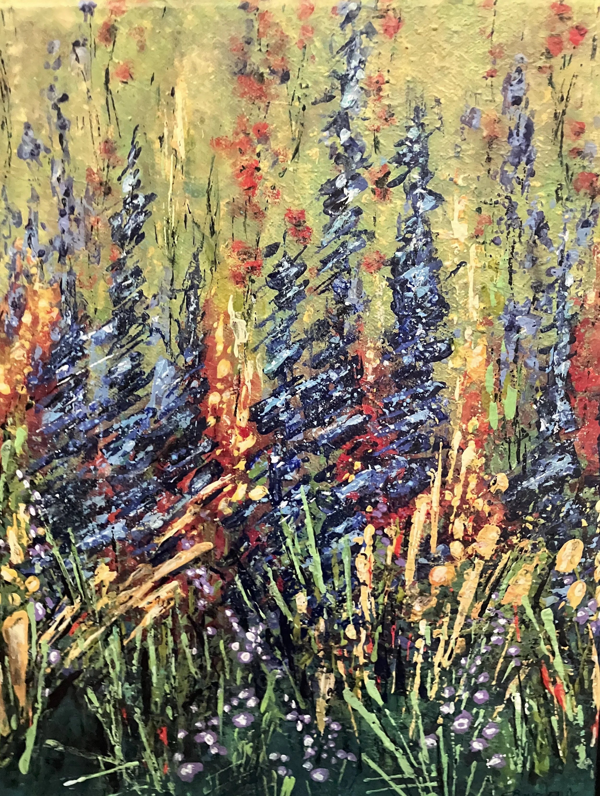 Bourdeaux, Sandra, "Delphiniums", 14 x 11", $350