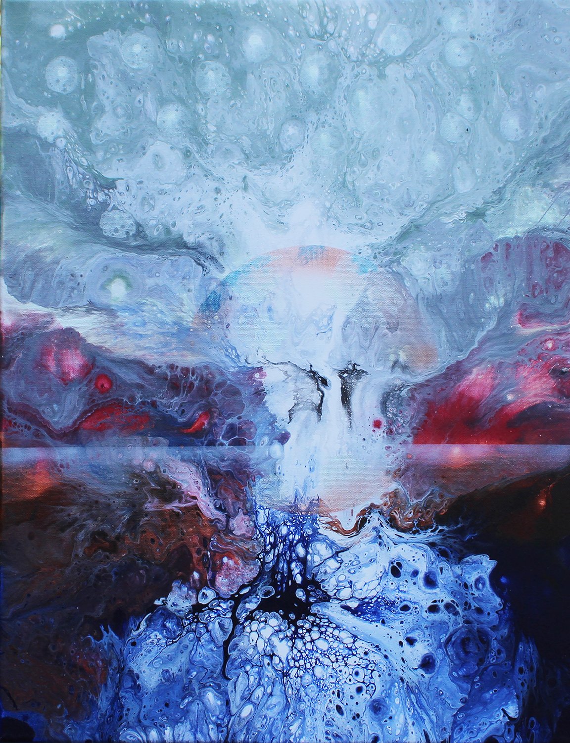 Claggett, Mary, "Ebbinghaus Illusion", acrylic on canvas, 24x20", $1000