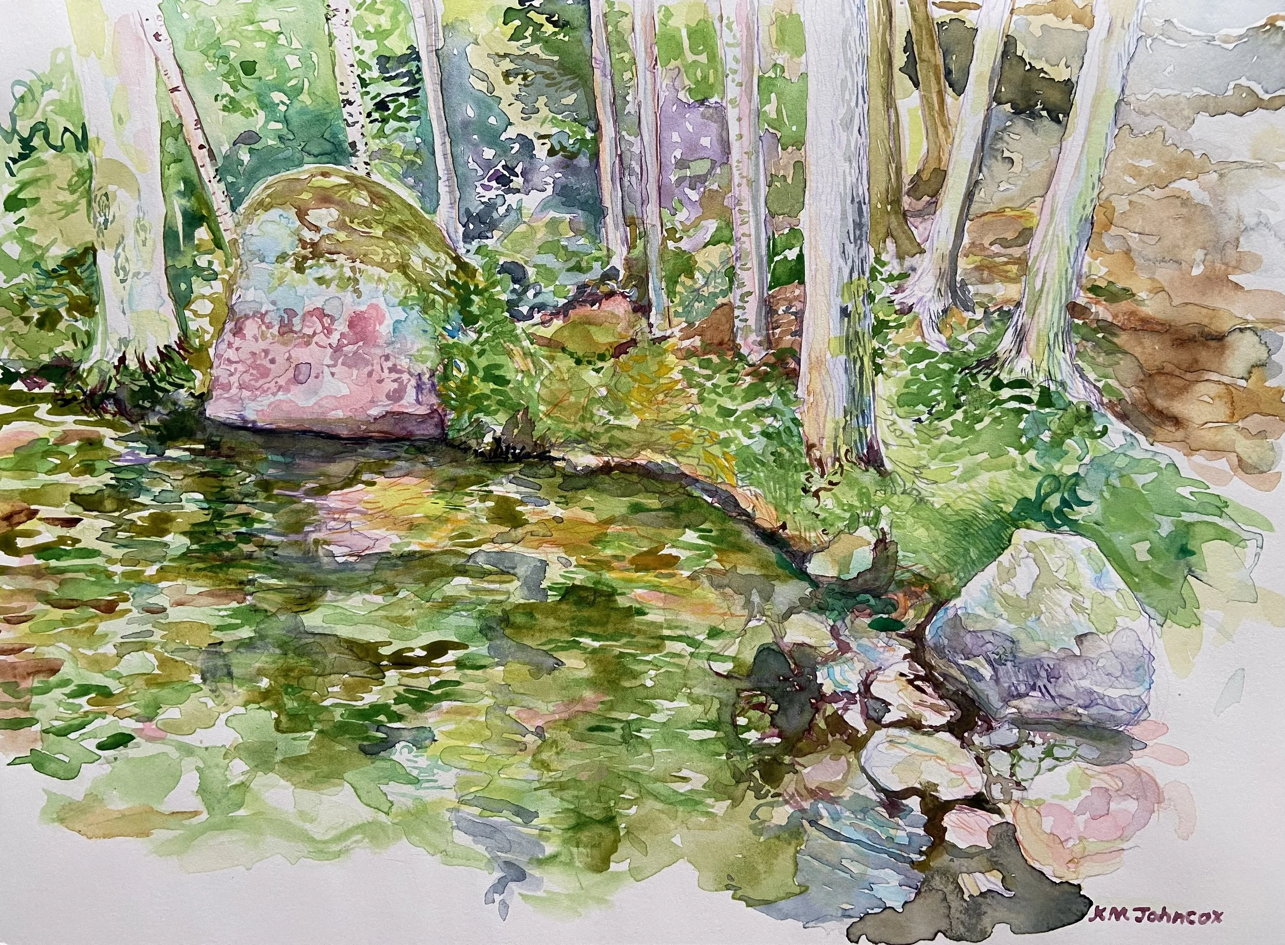 Johncox, Kristine, "Shoreline Reflections", watercolor, 15.5 x 19..5", $190