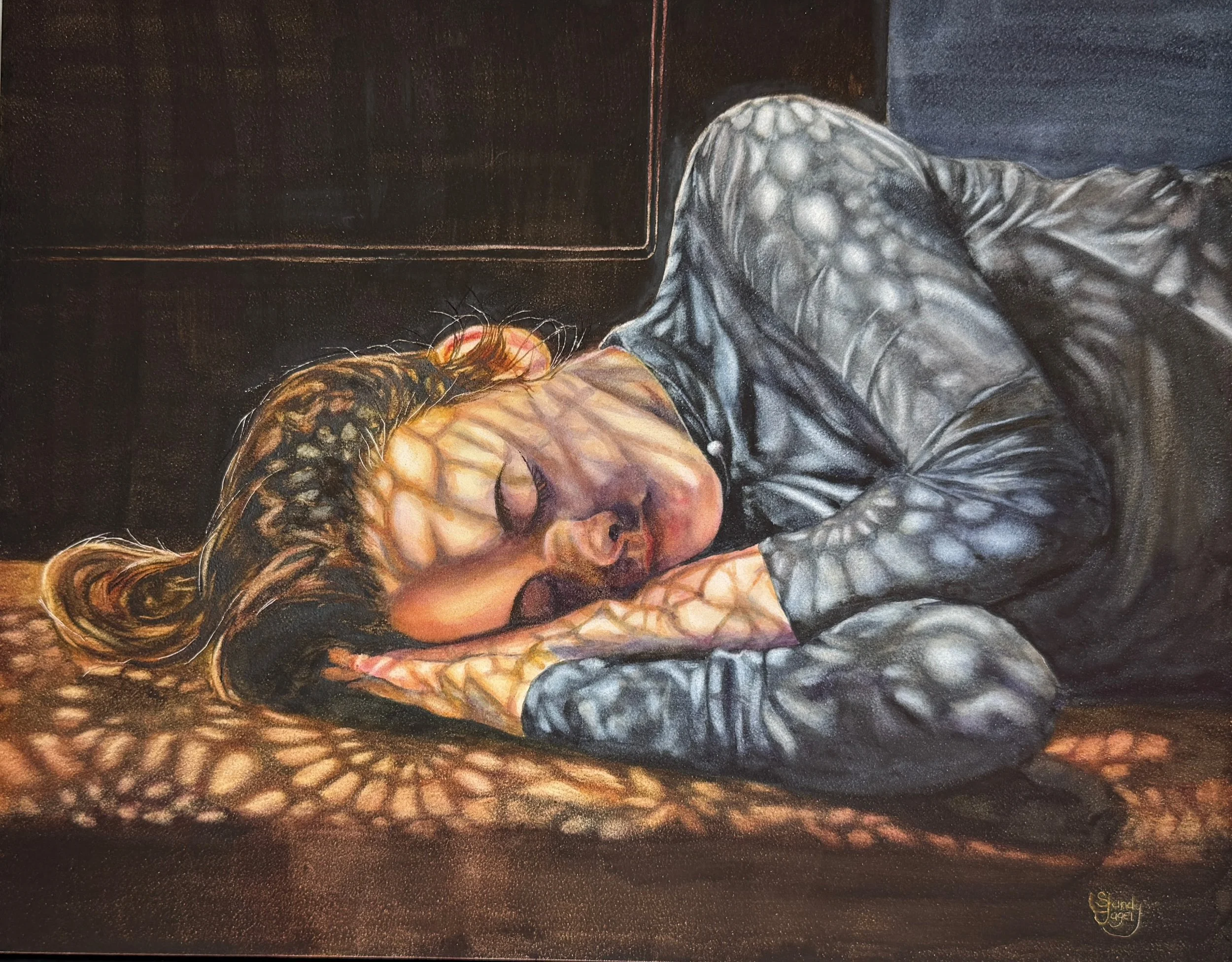 Yagel, Sandy, "Dreamy Sleep", w/c on Aquabord, 11 x 14", $500